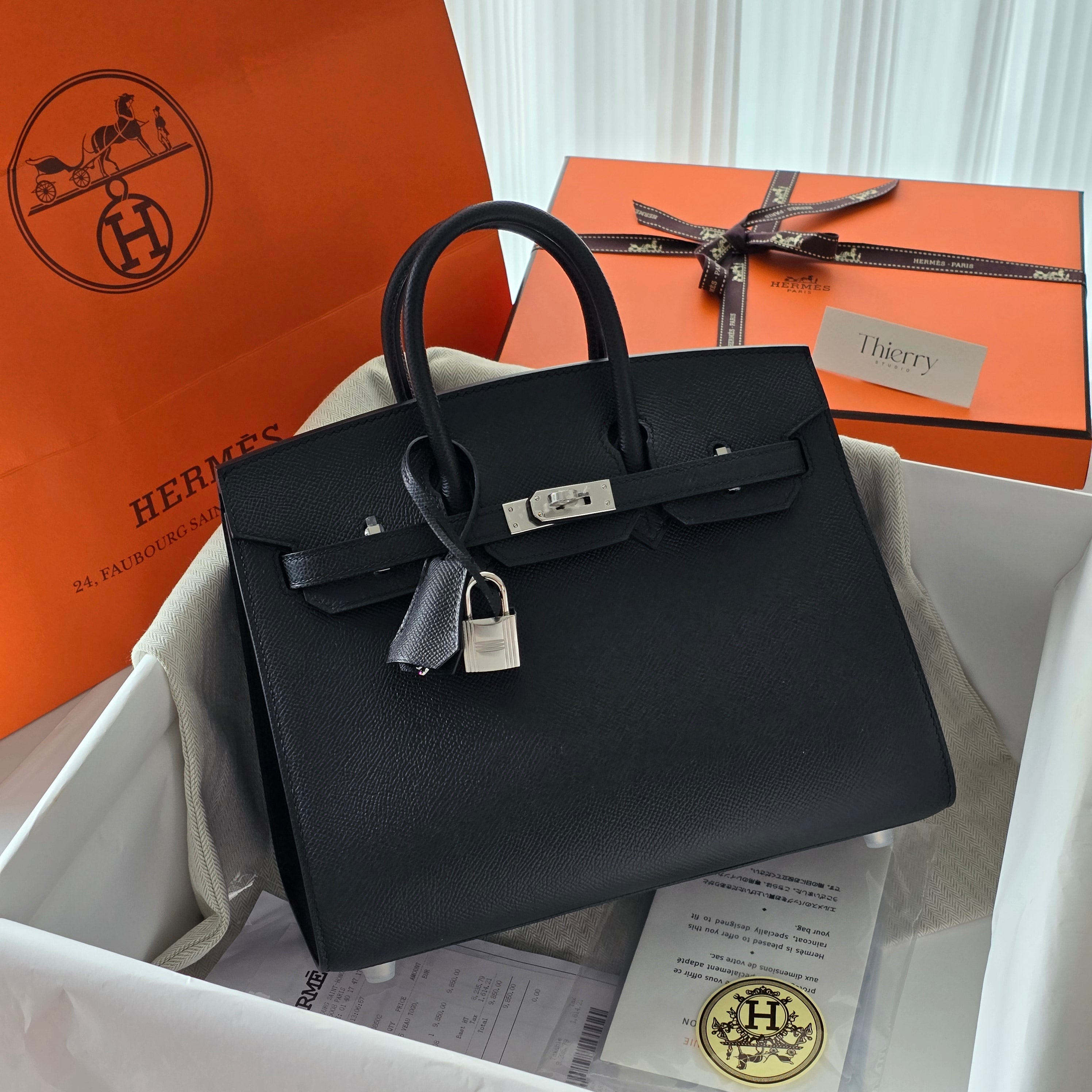 Birkin 25 epsom sellier black PHW