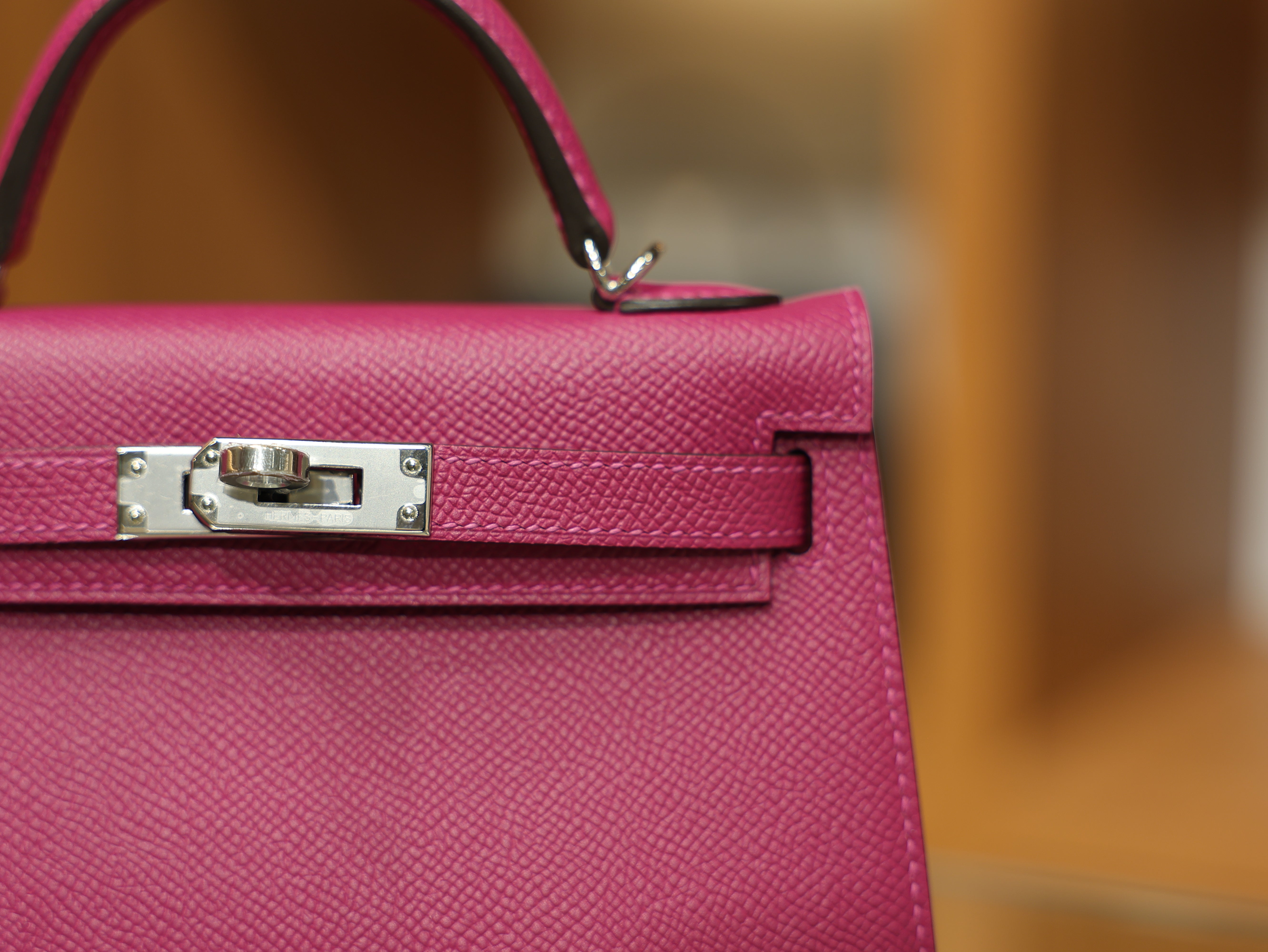 Kelly mini 2 epsom rose pourpre PHW