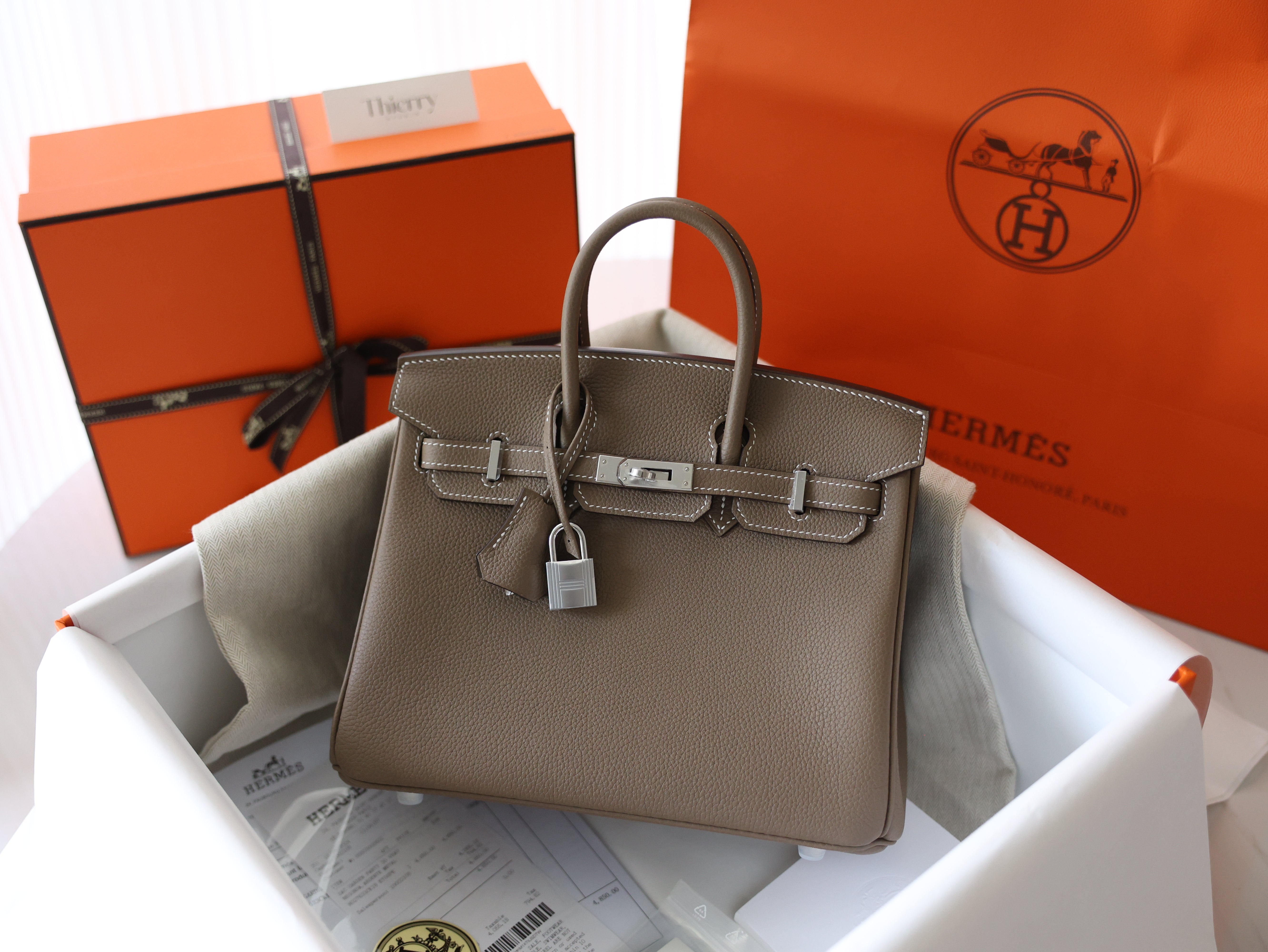 Birkin 25 togo etoupe PHW