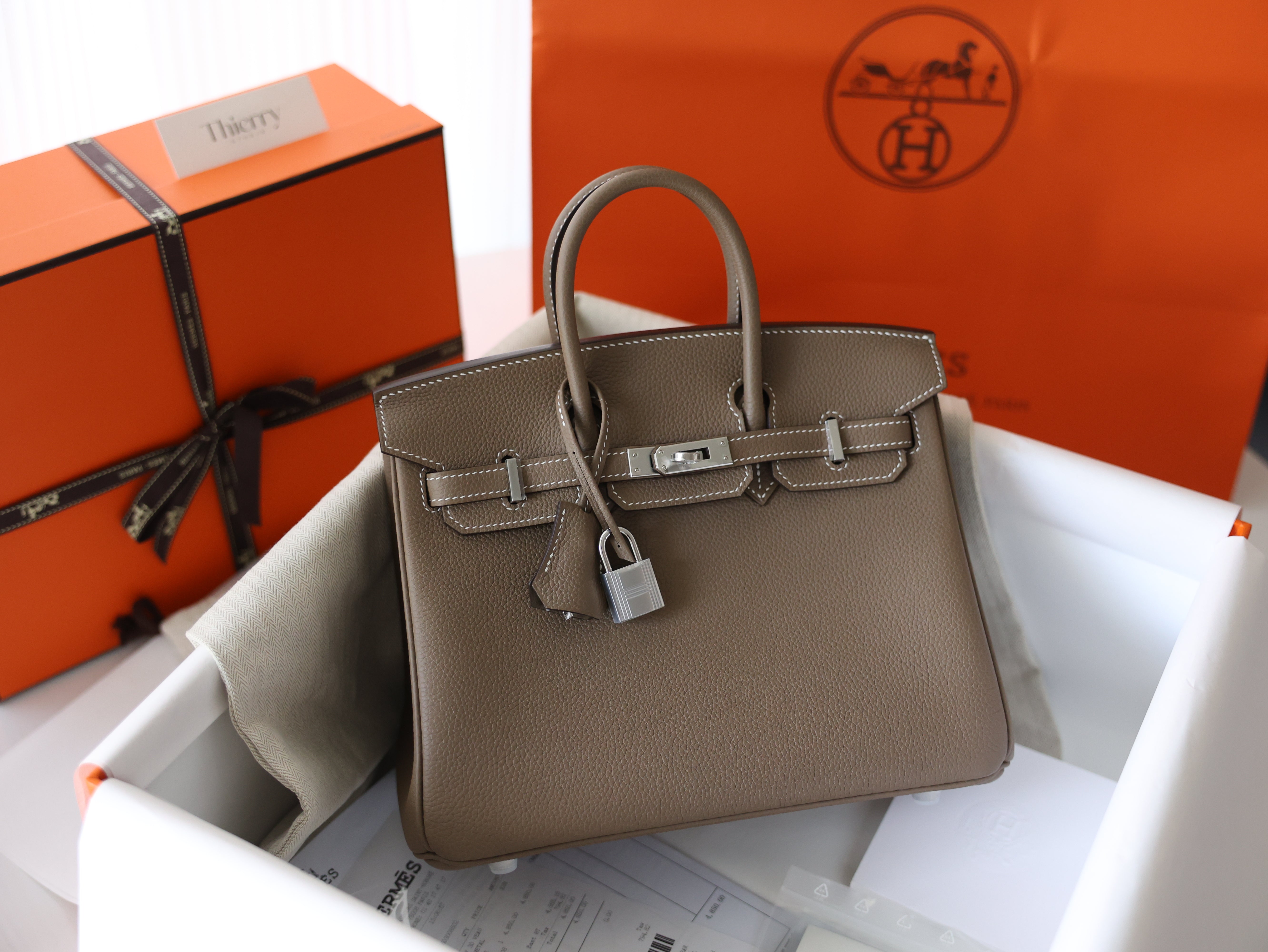 Birkin 25 togo etoupe PHW