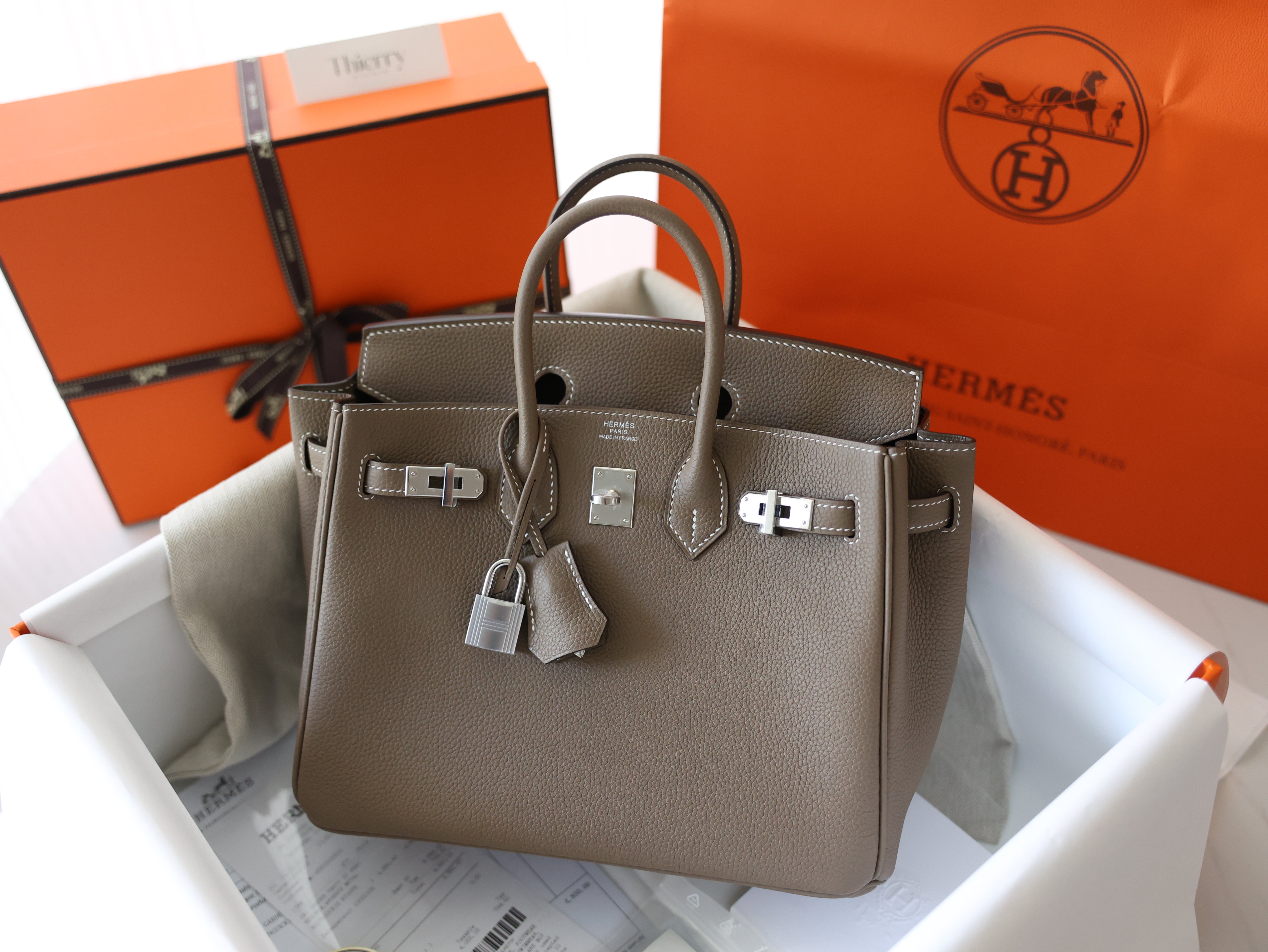 Birkin 25 togo etoupe PHW