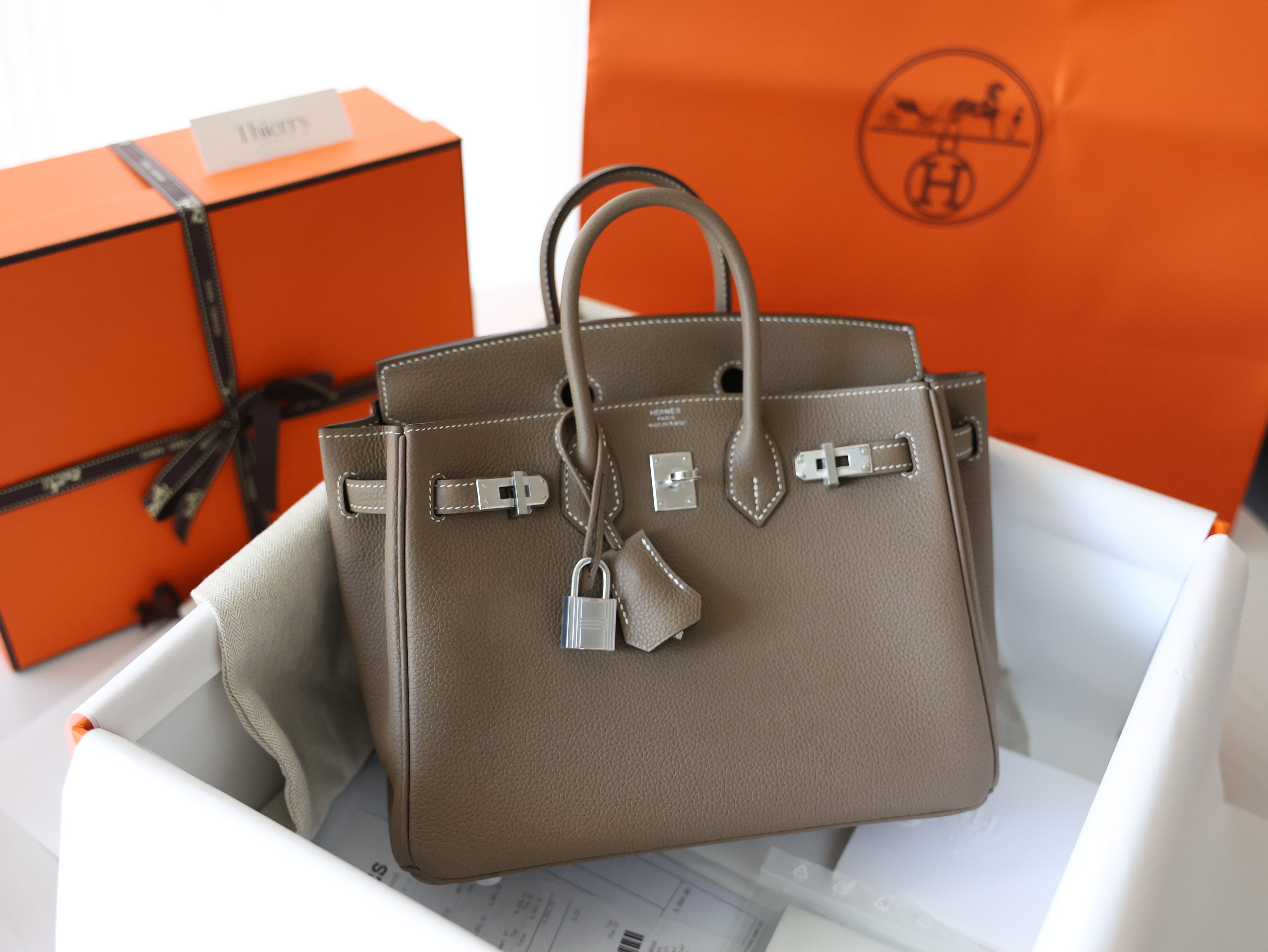 Birkin 25 togo etoupe PHW