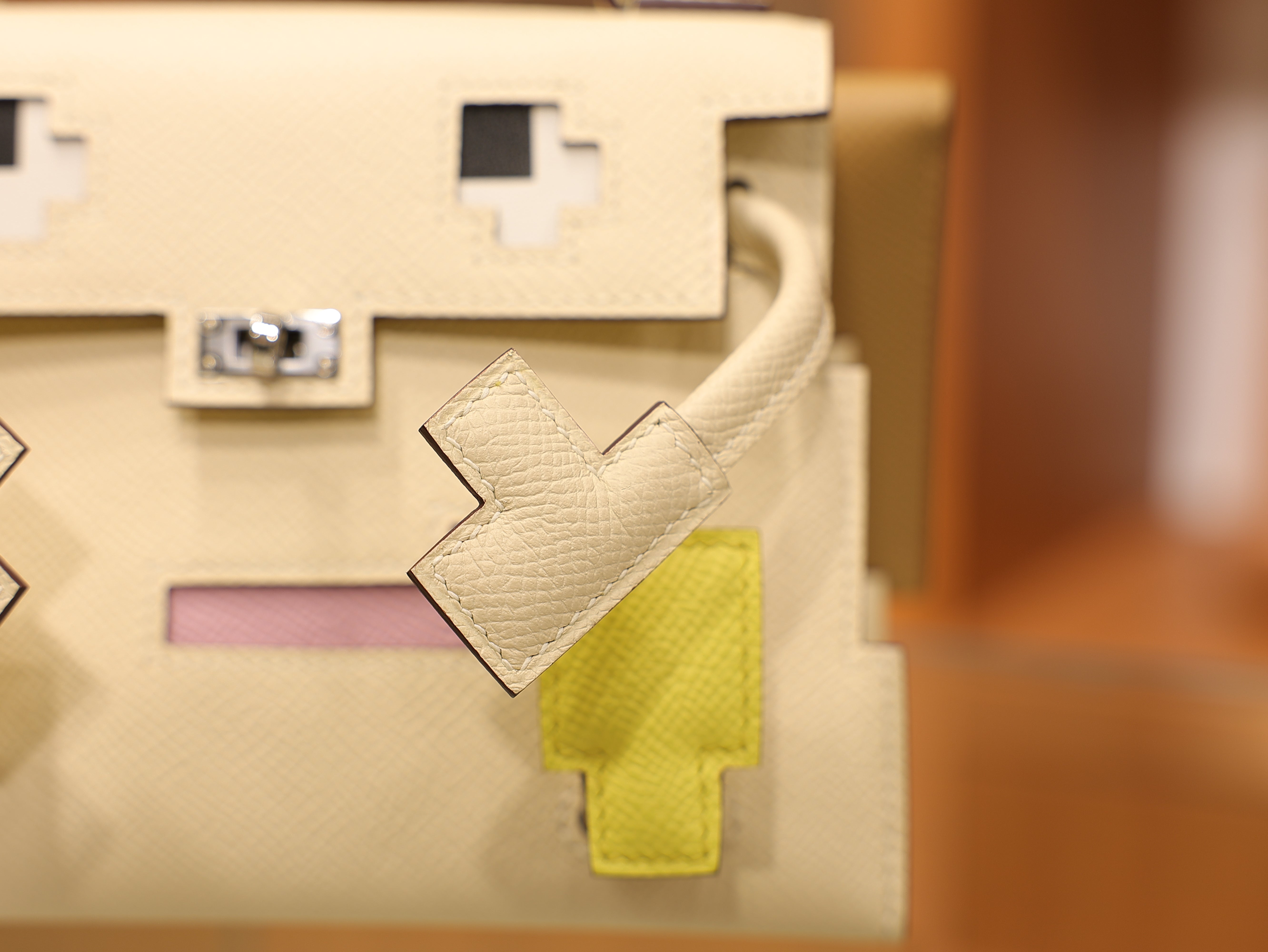 Kelly doll picto epsom nata/lime/mauve sylvestre/chai PHW