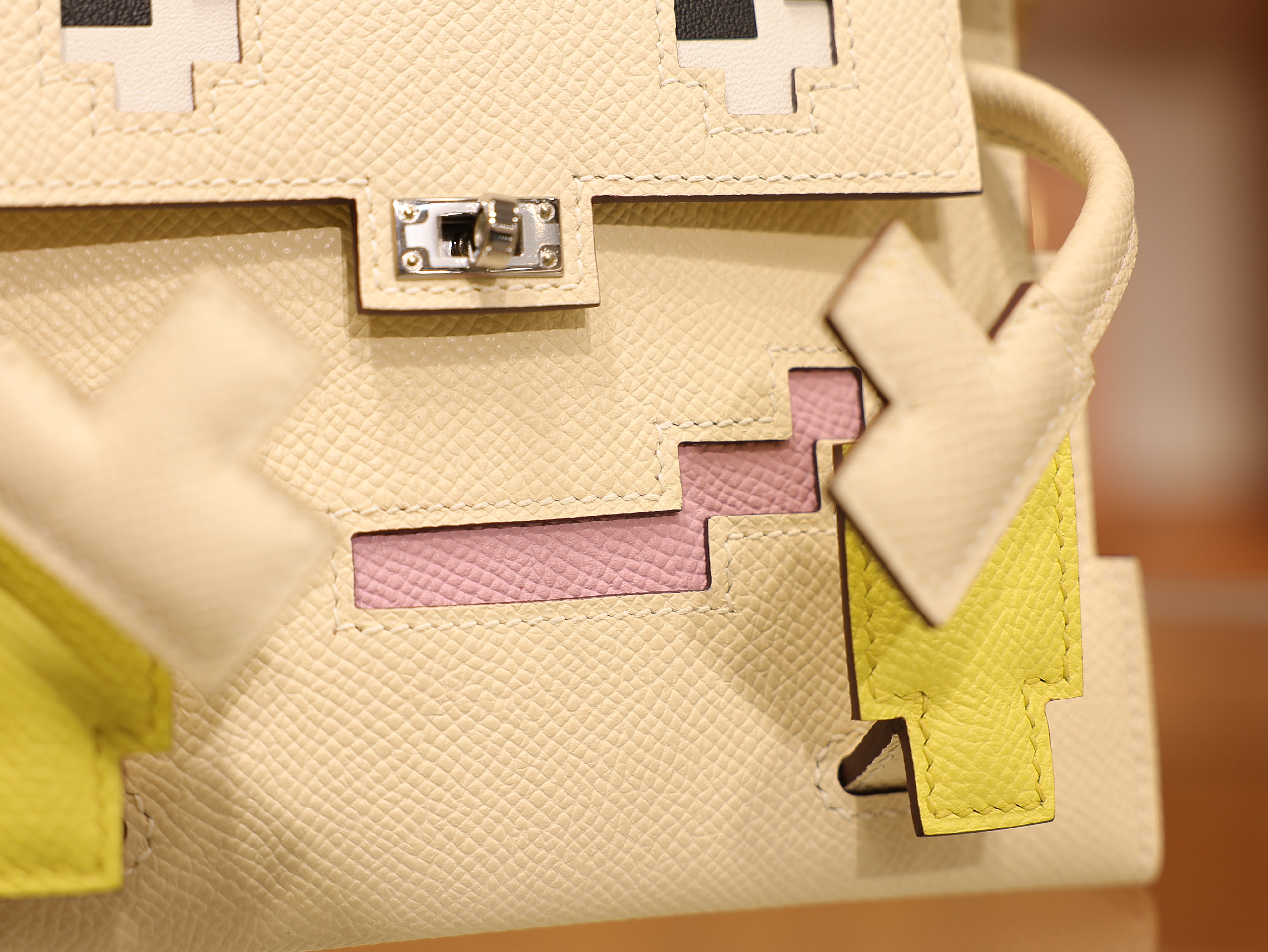Kelly doll picto epsom nata/lime/mauve sylvestre/chai PHW