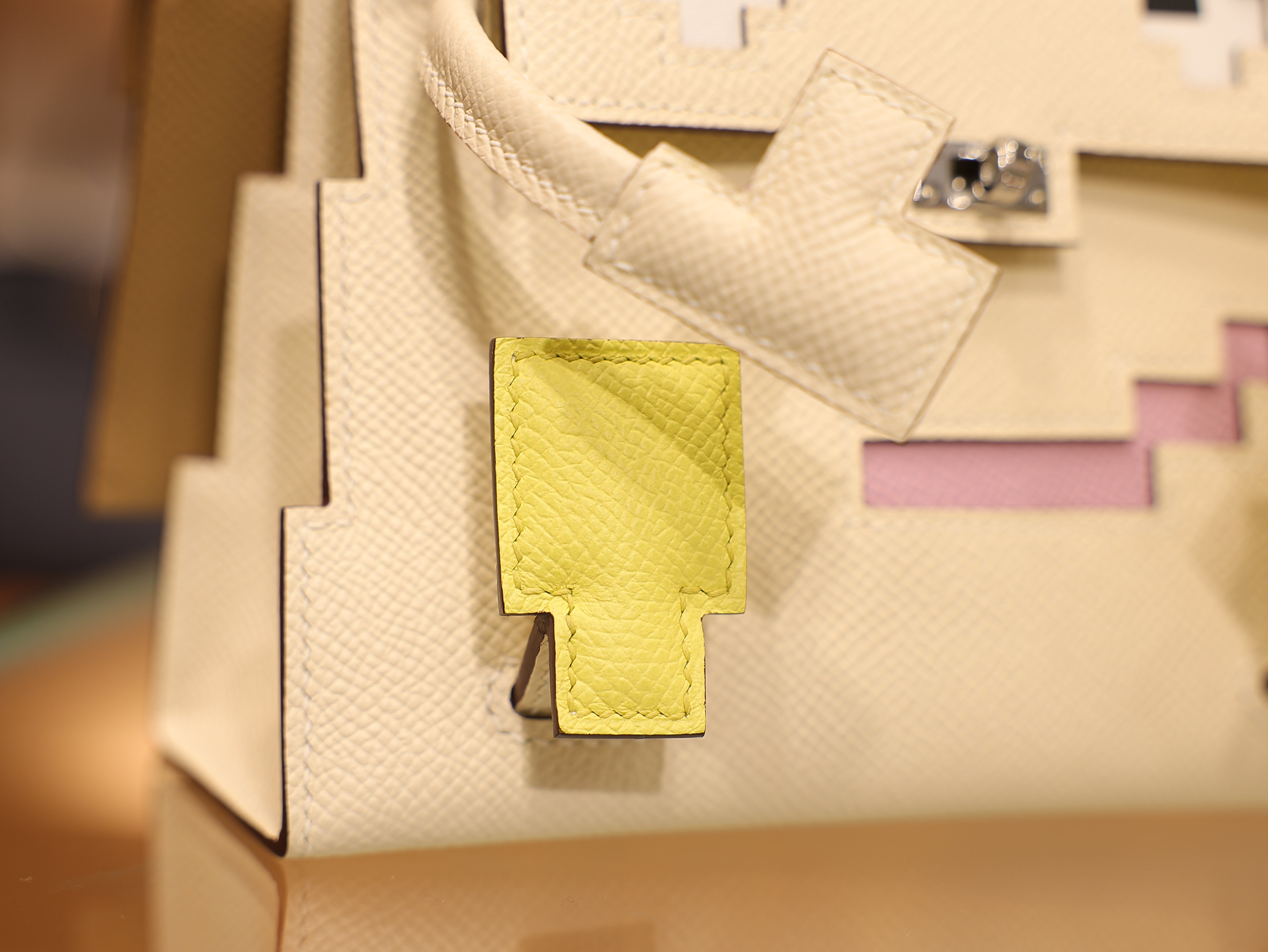 Kelly doll picto epsom nata/lime/mauve sylvestre/chai PHW