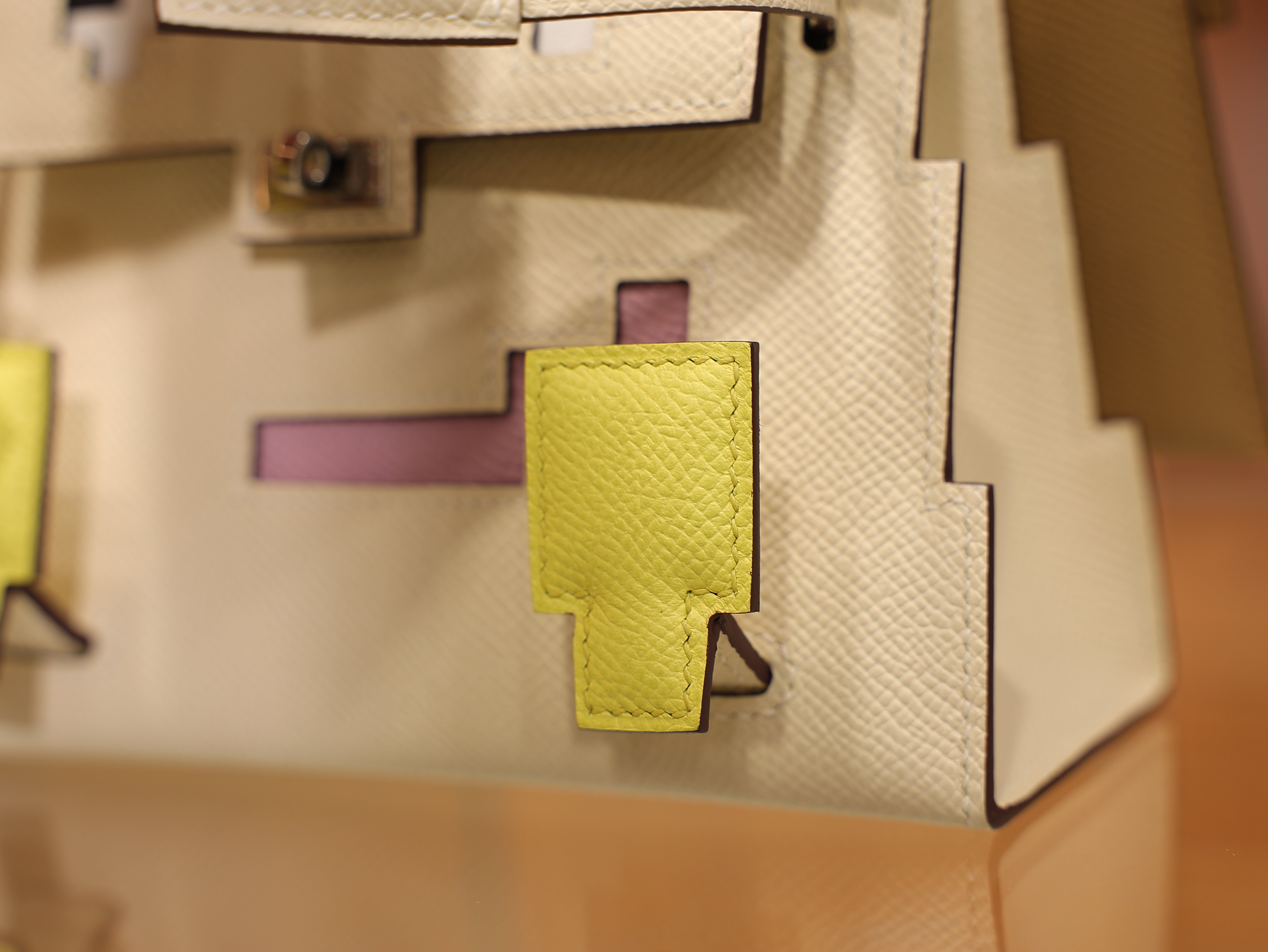 Kelly doll picto epsom nata/lime/mauve sylvestre/chai PHW