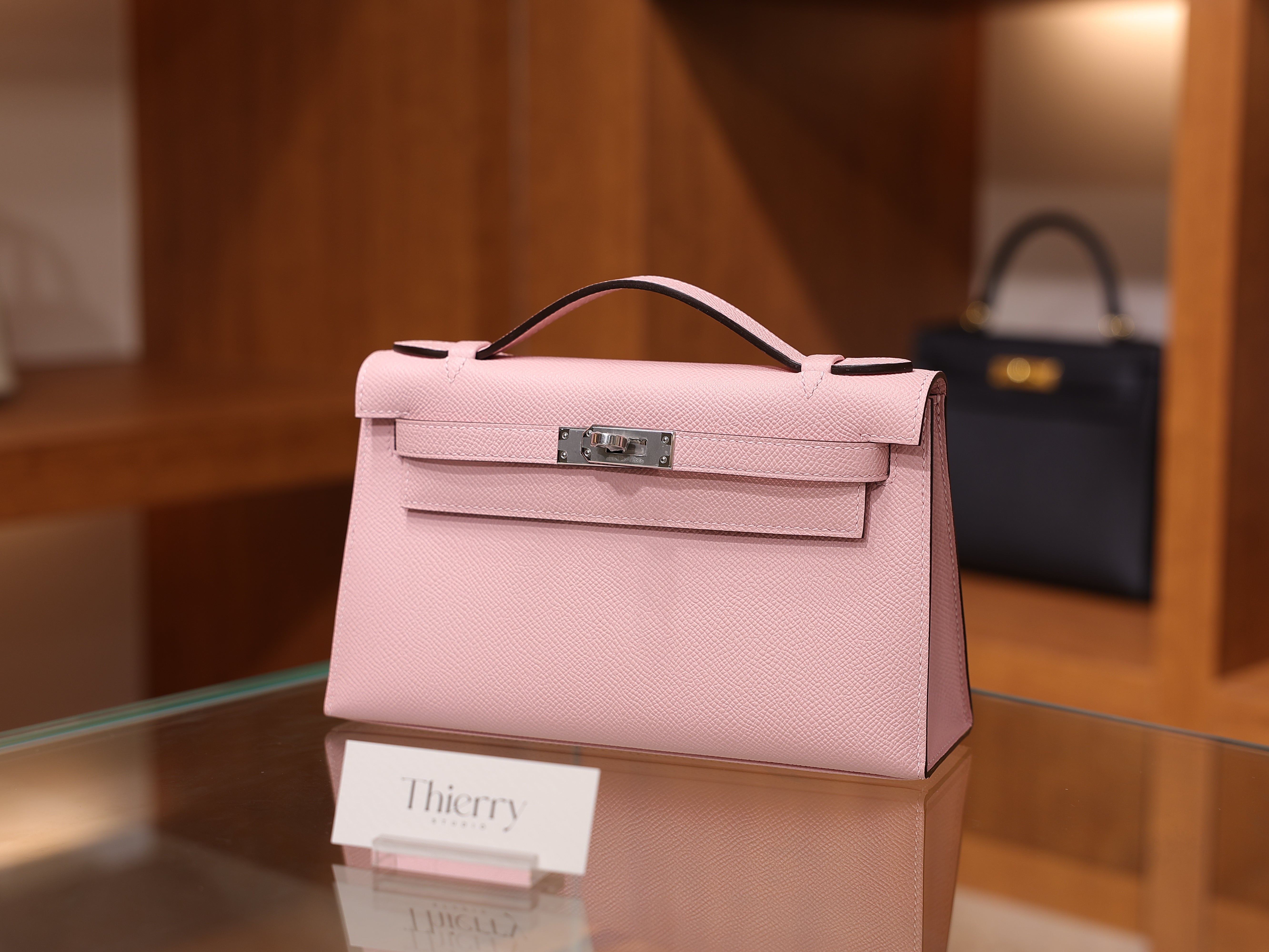 Kelly pochette epsom rose sakura PHW