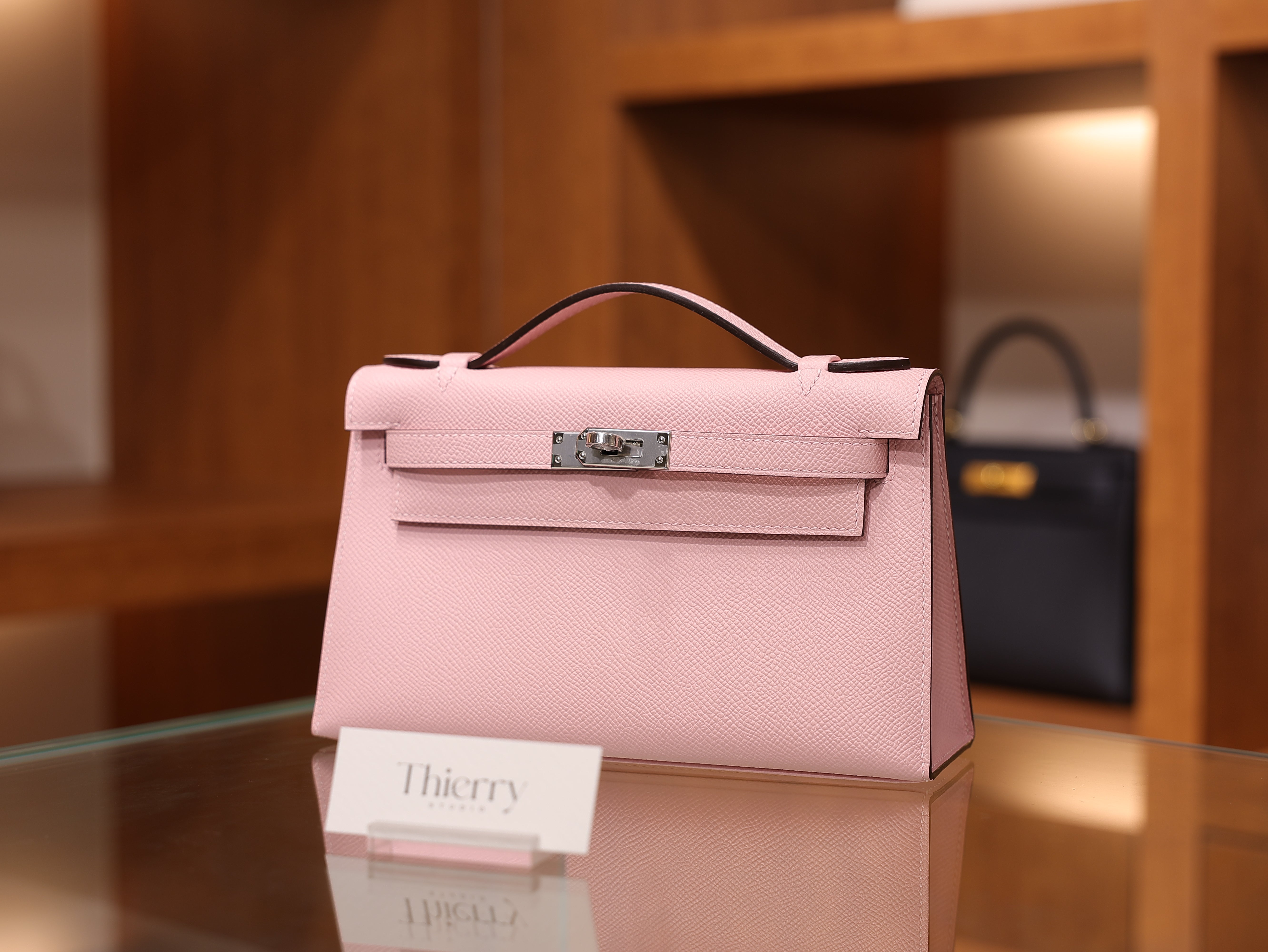 Kelly pochette epsom rose sakura PHW