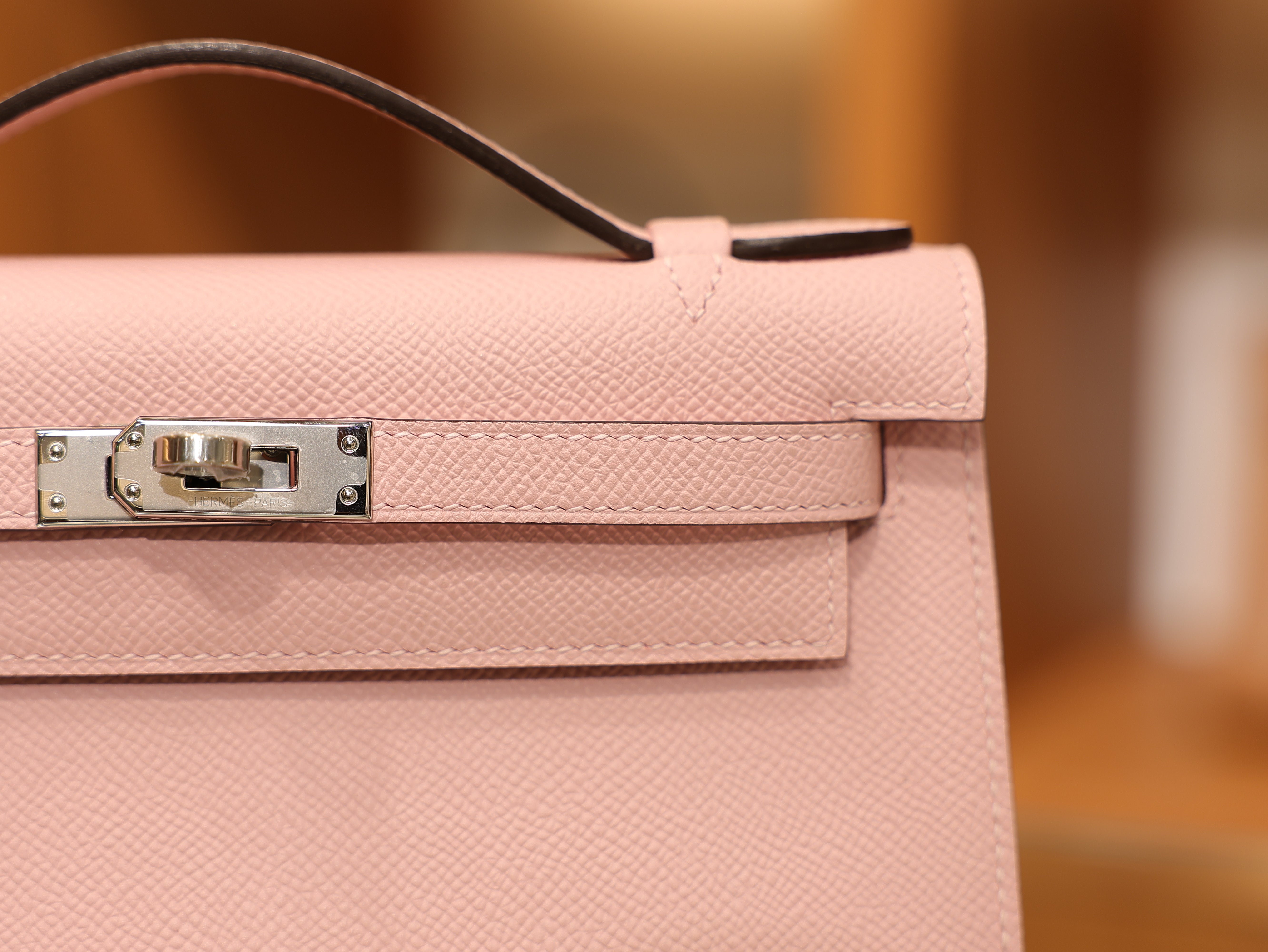 Kelly pochette epsom rose sakura PHW
