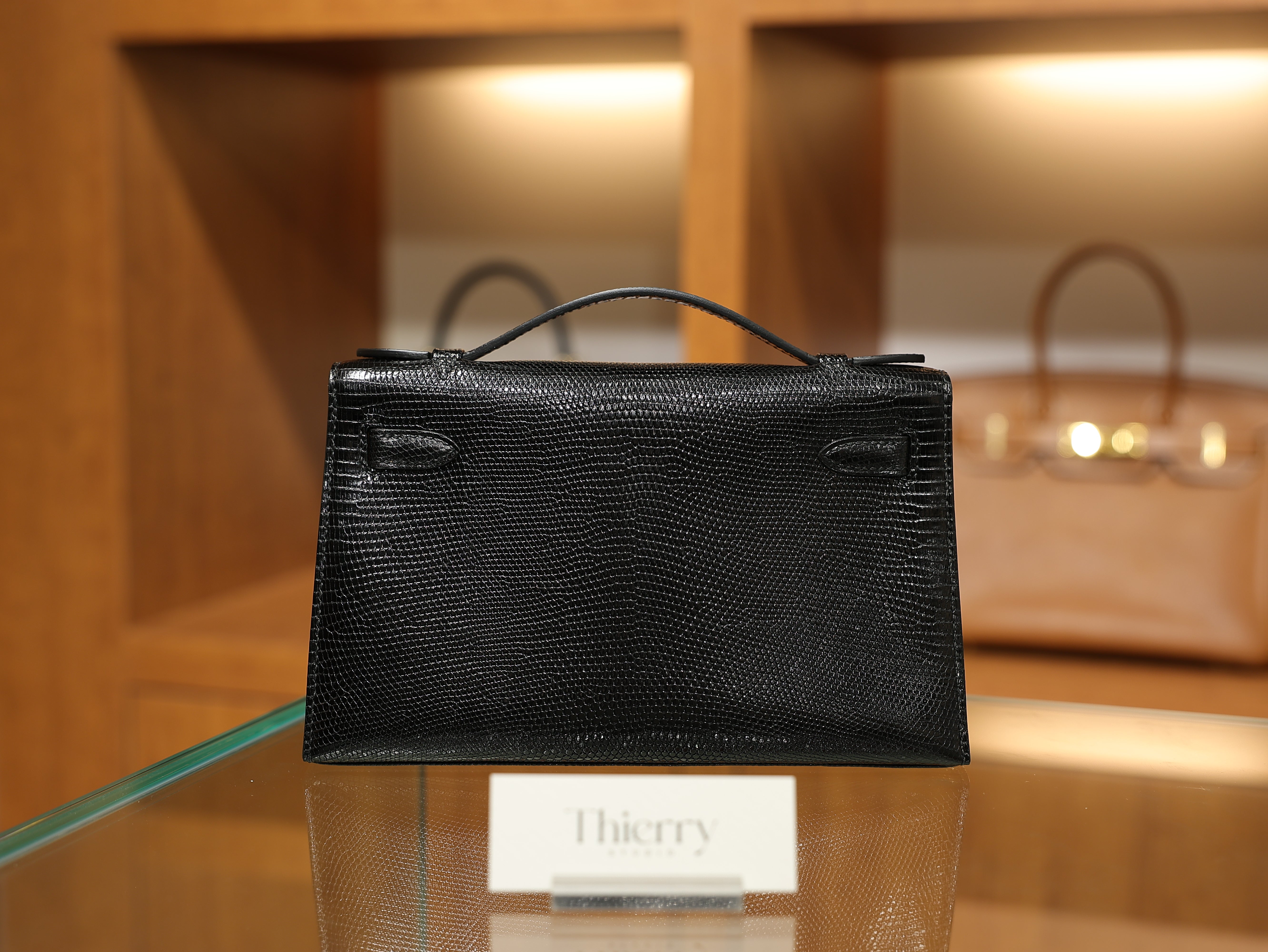 Kelly pochette lizard black PHW