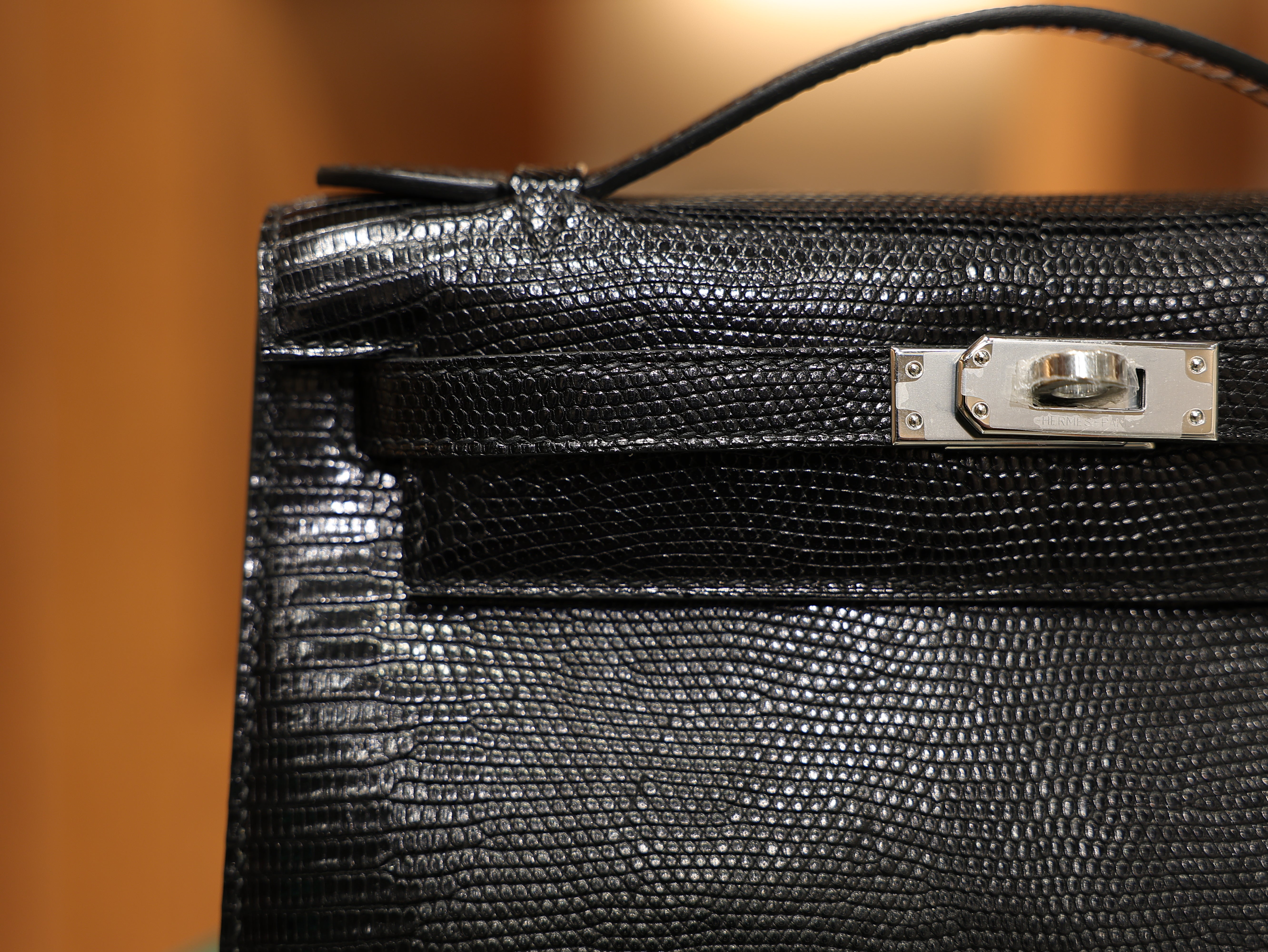Kelly pochette lizard black PHW