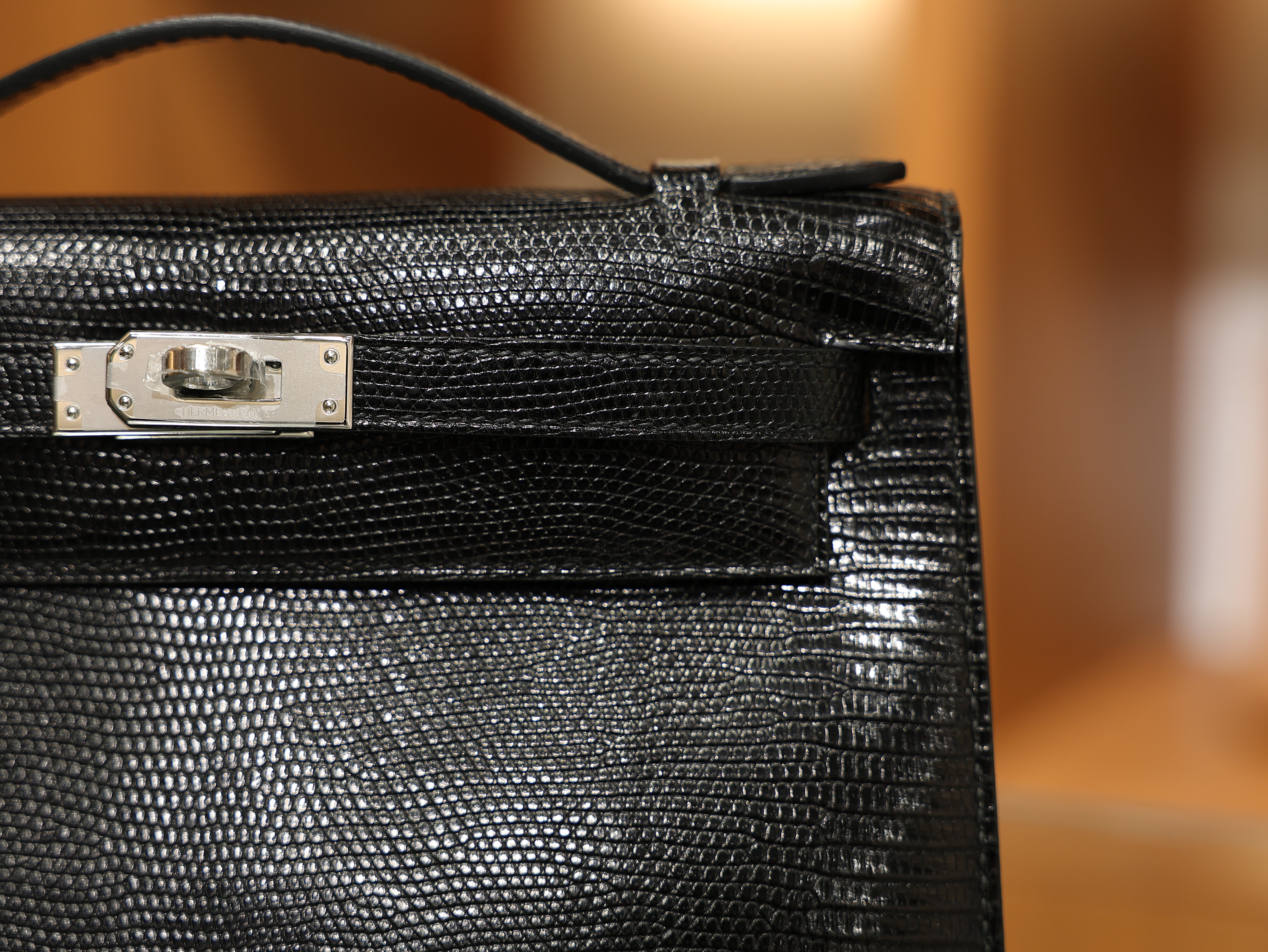 Kelly pochette lizard black PHW