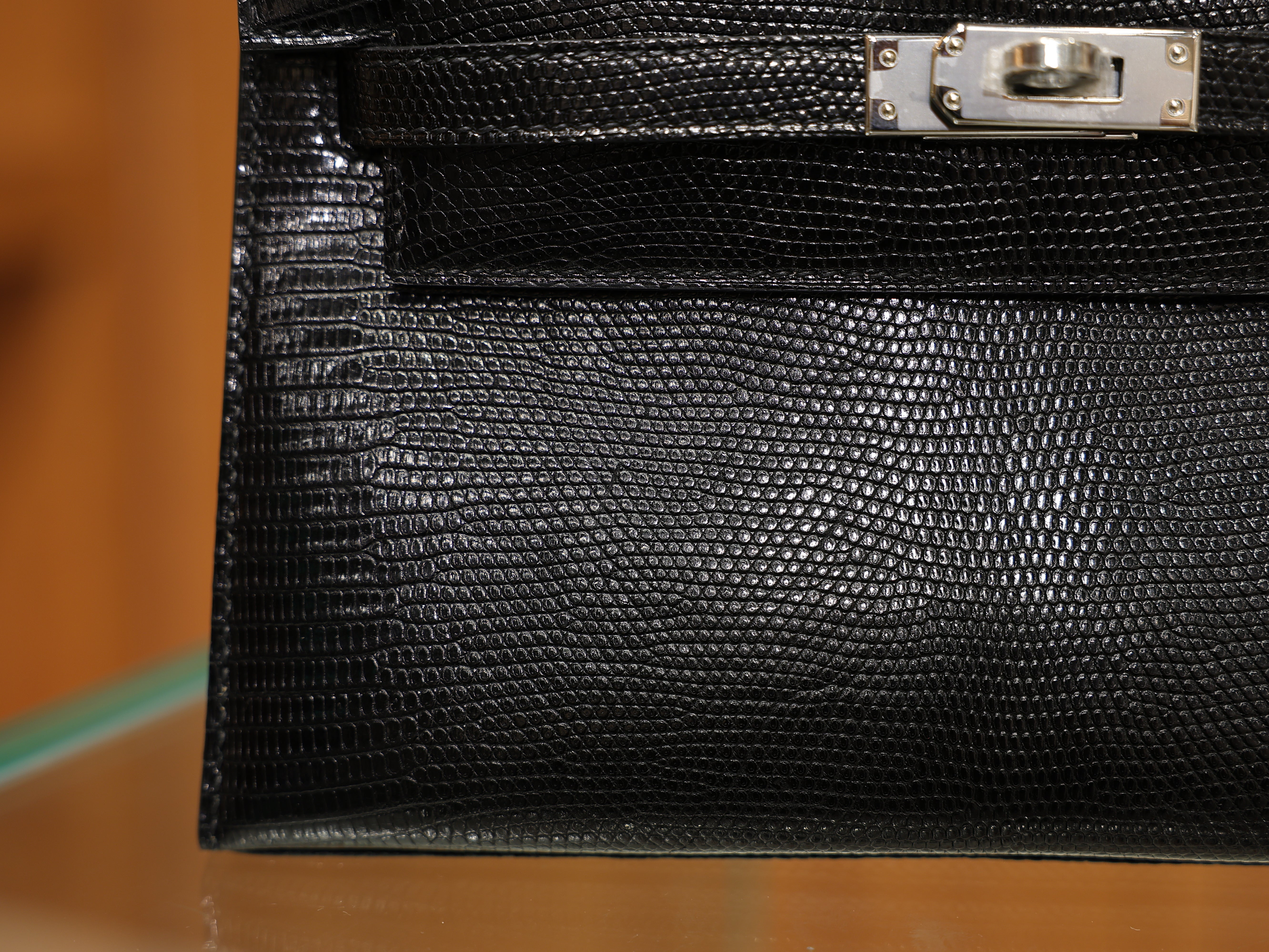 Kelly pochette lizard black PHW