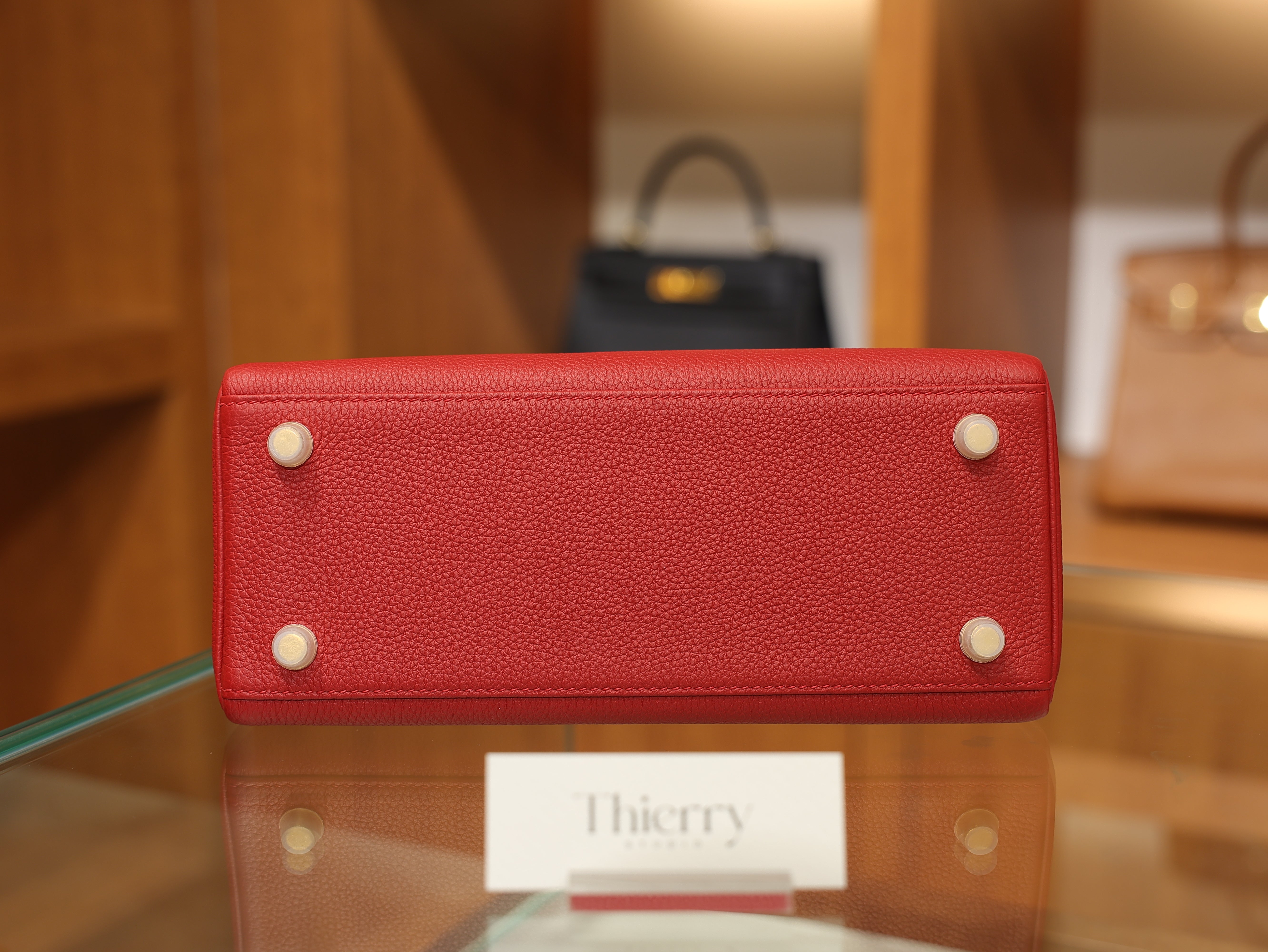 Kelly 25 togo rouge casaque GHW