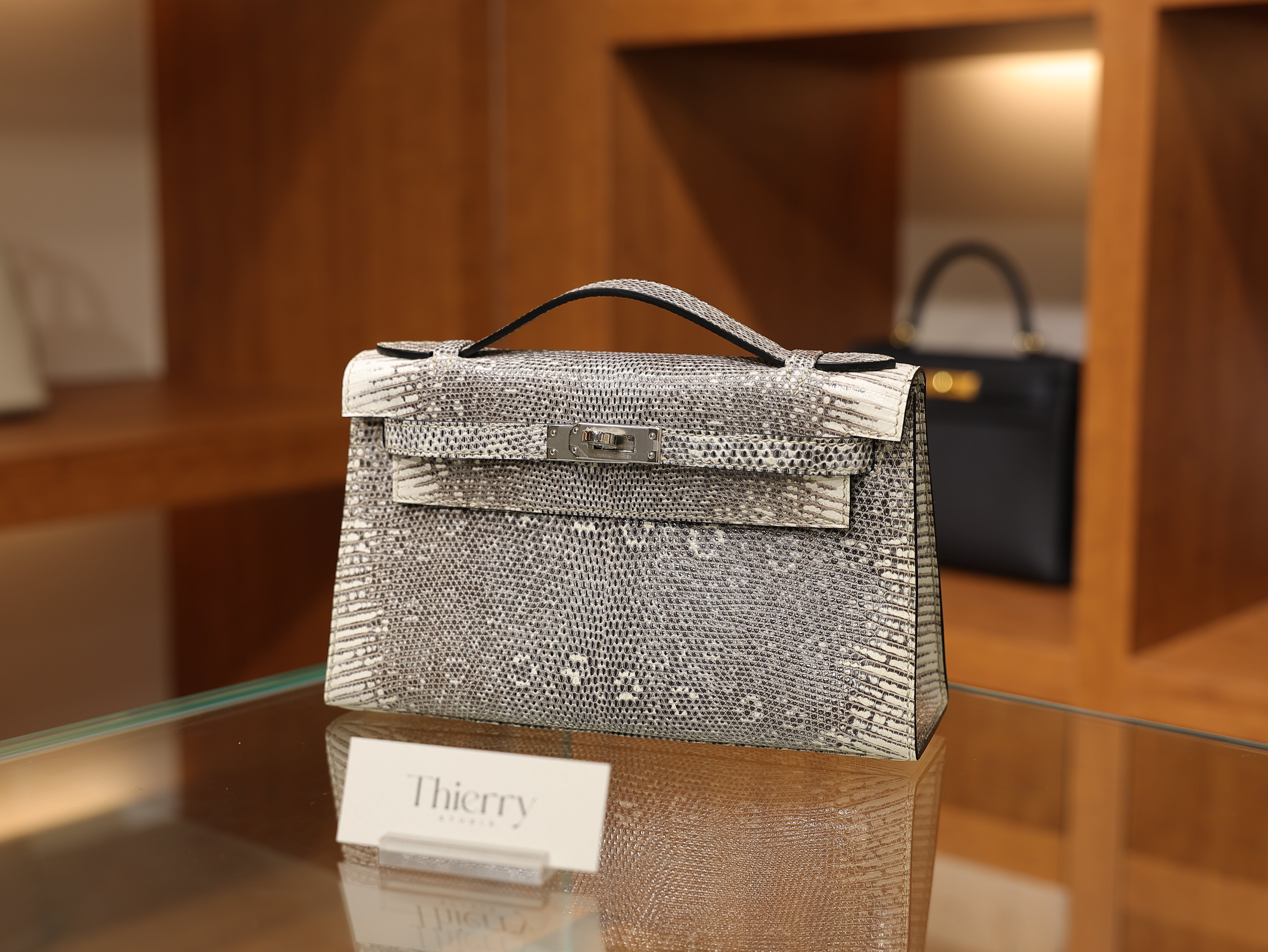 Kelly pochette lizard ombre PHW