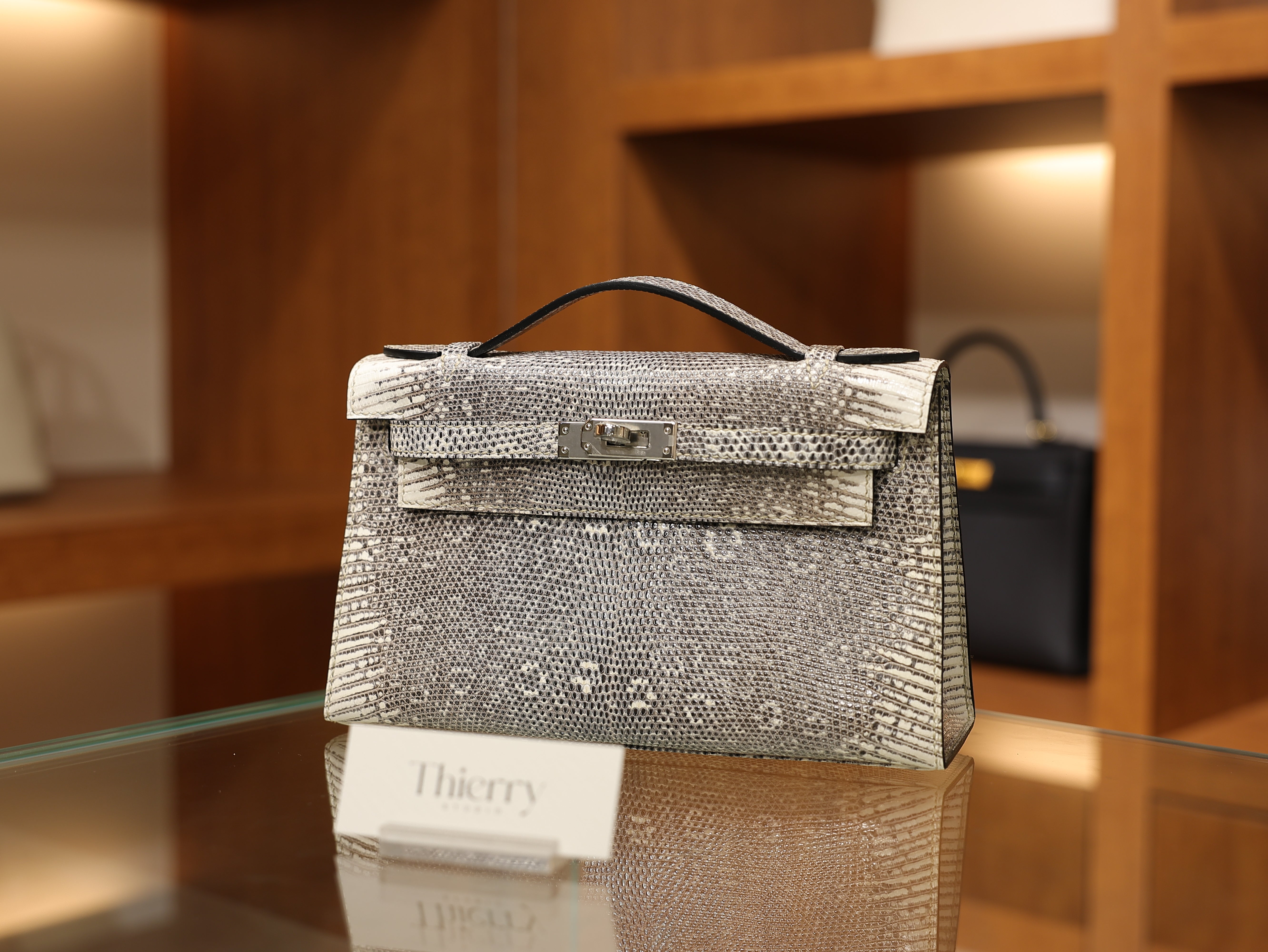 Kelly pochette lizard ombre PHW