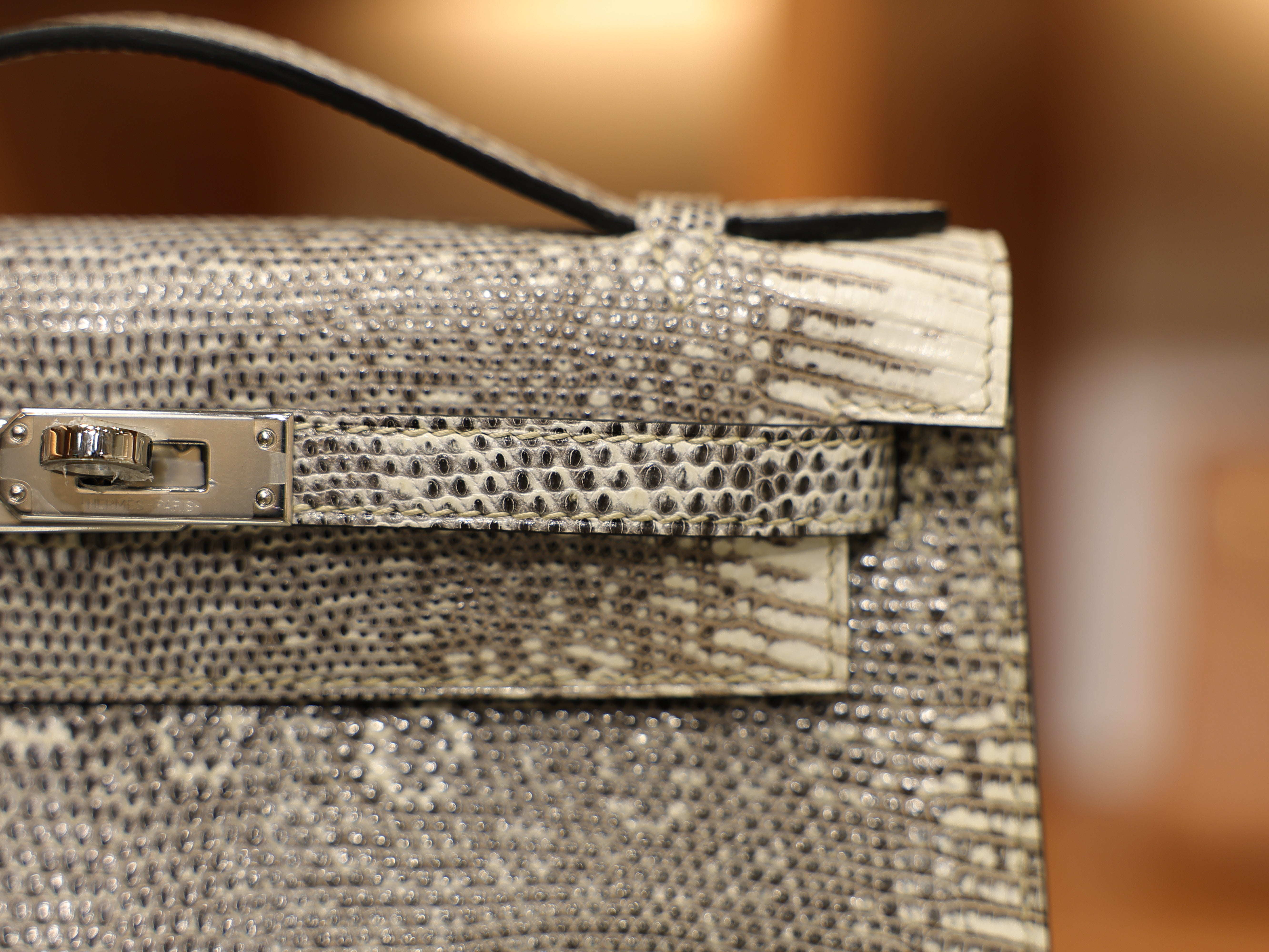Kelly pochette lizard ombre PHW