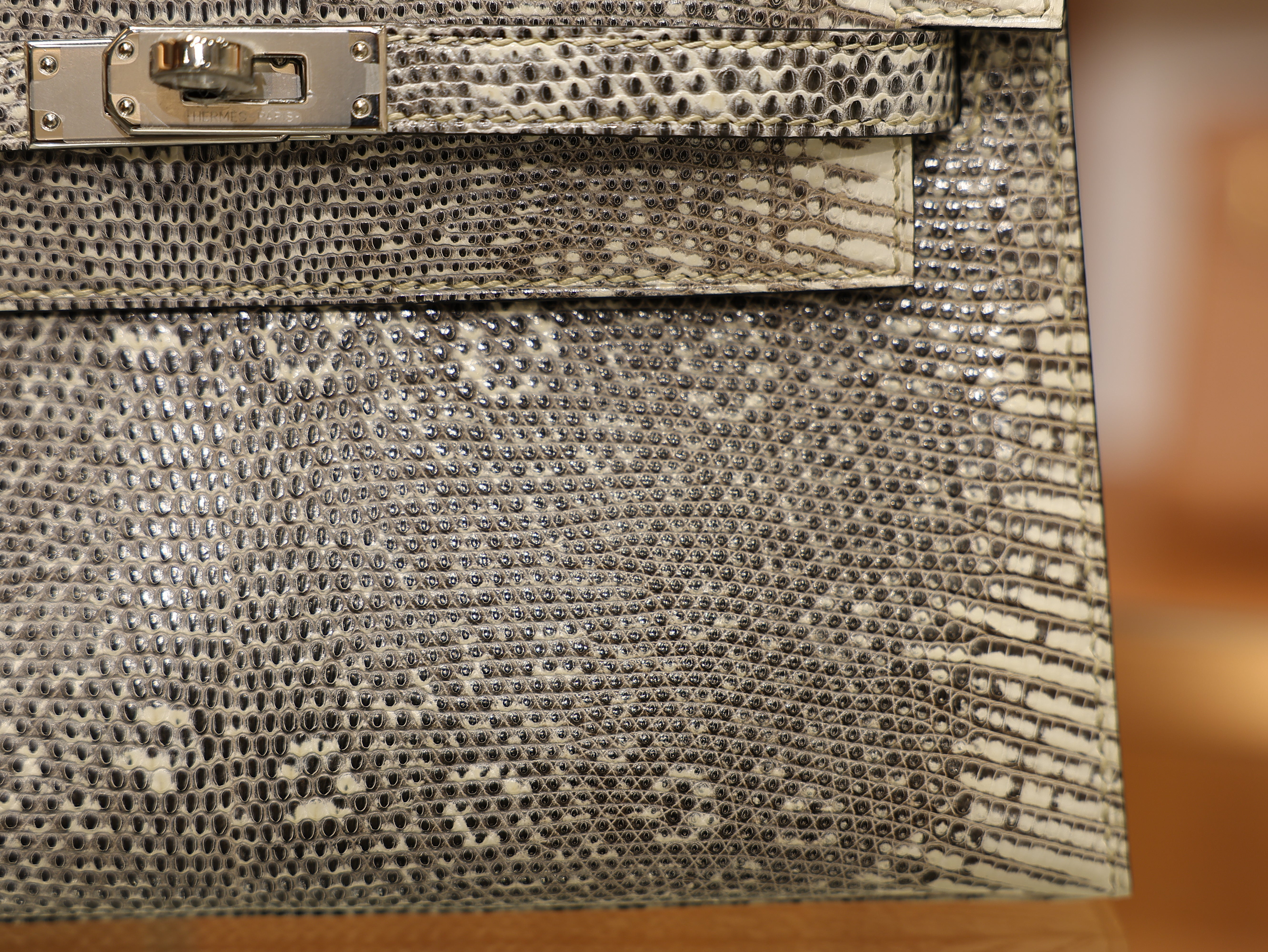 Kelly pochette lizard ombre PHW