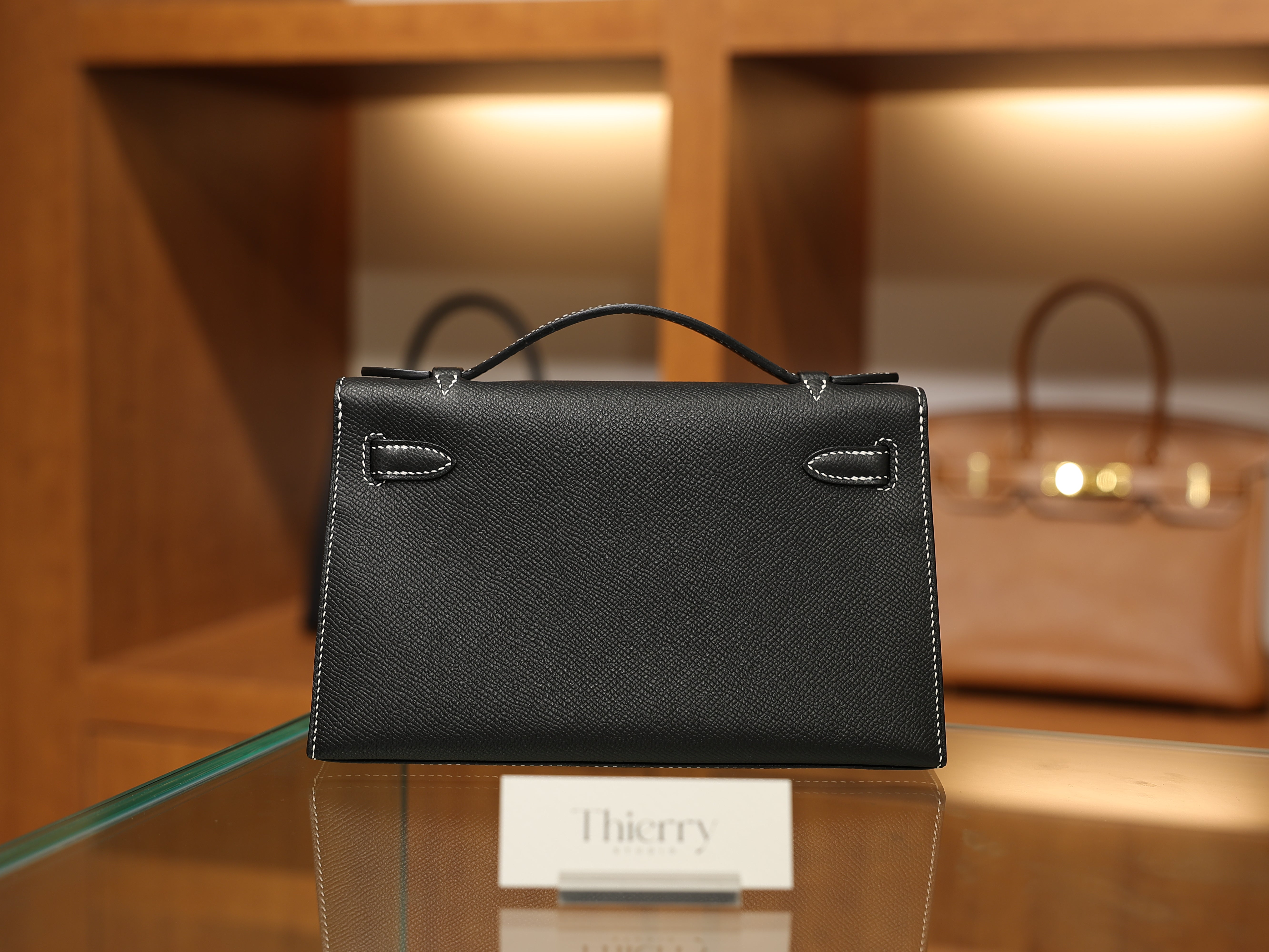 Kelly pochette epsom black & gris perle PHW (HSS)