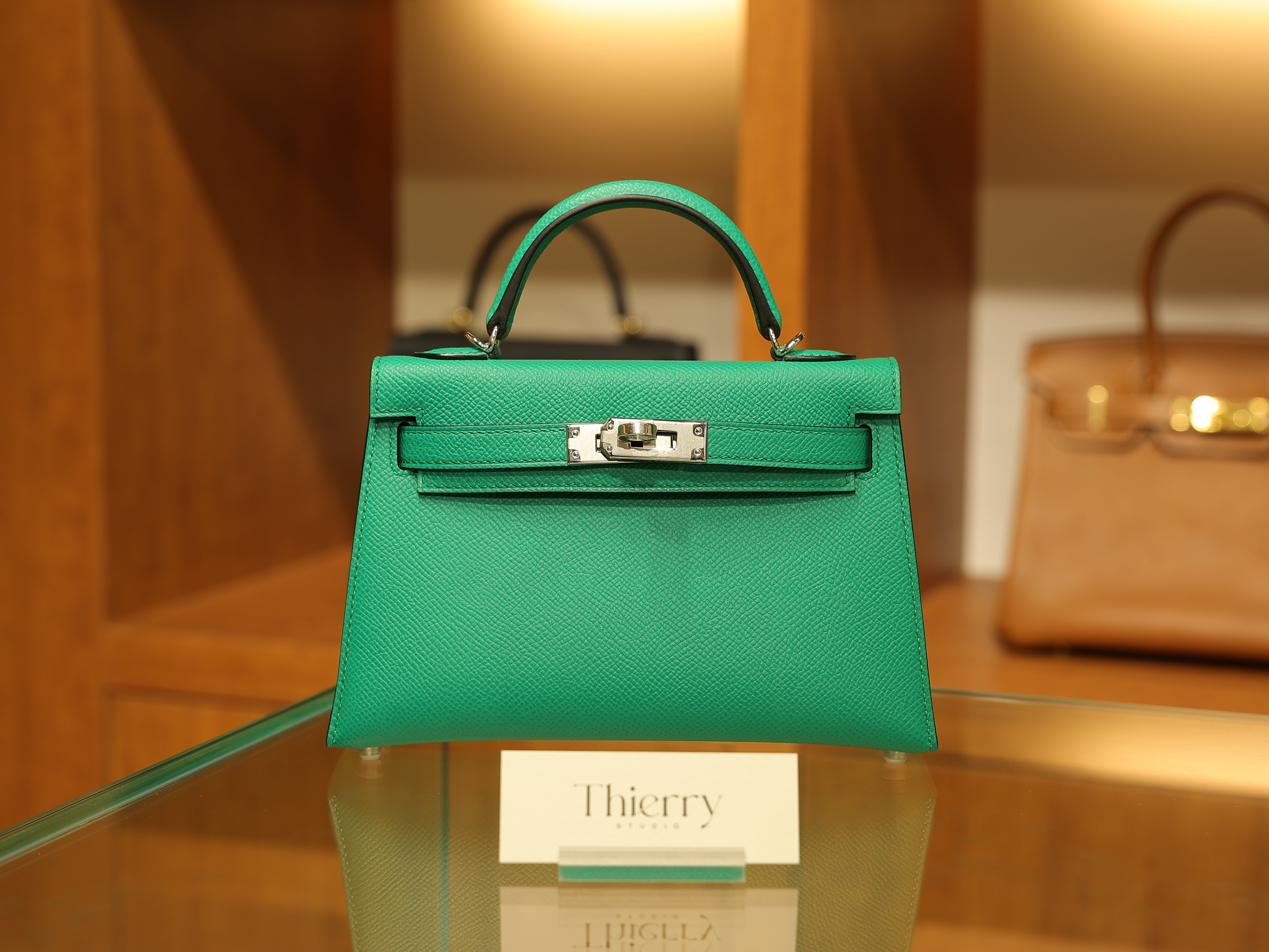 Mini kelly epsom vert jade PHW