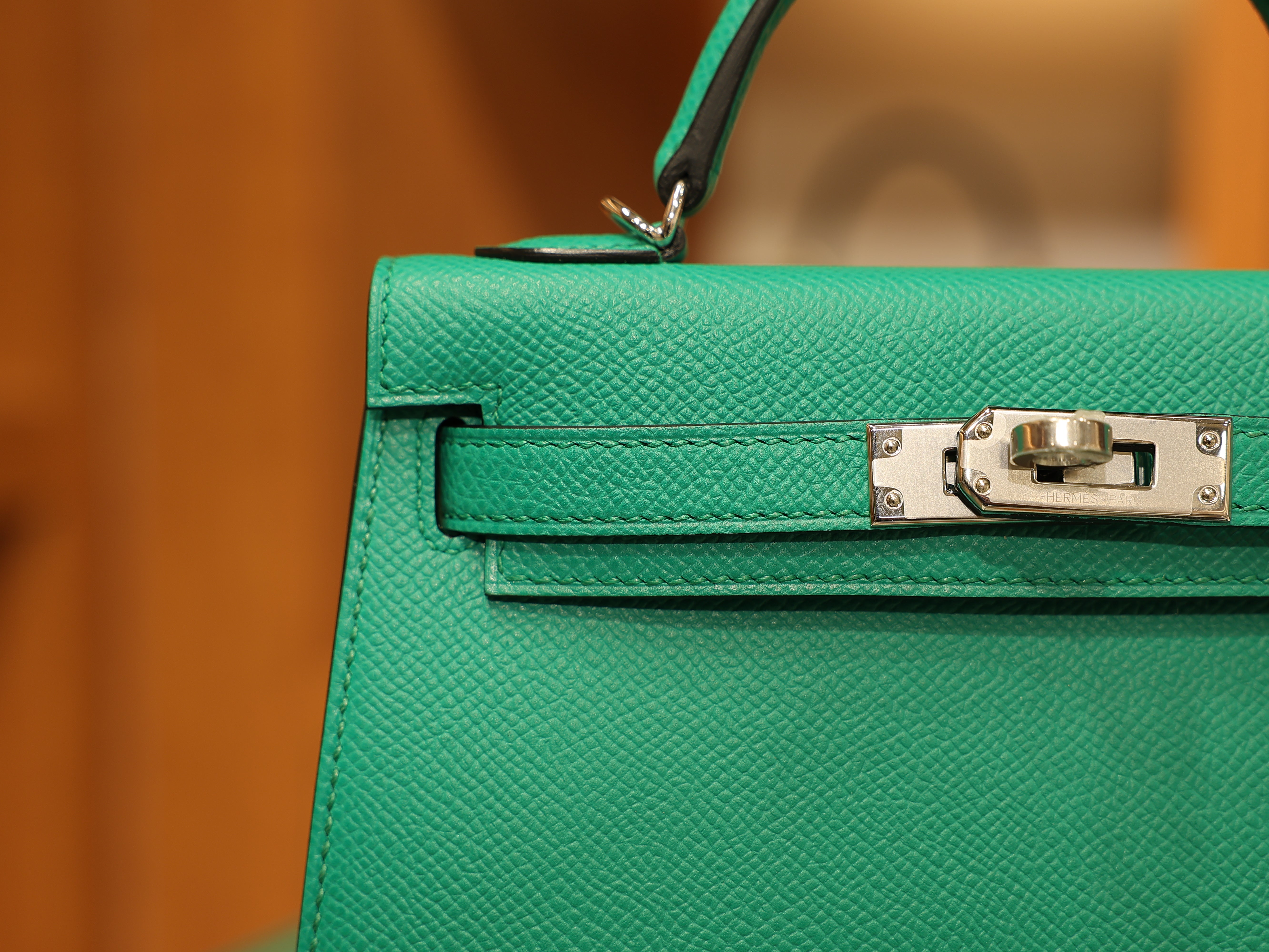 Mini kelly epsom vert jade PHW