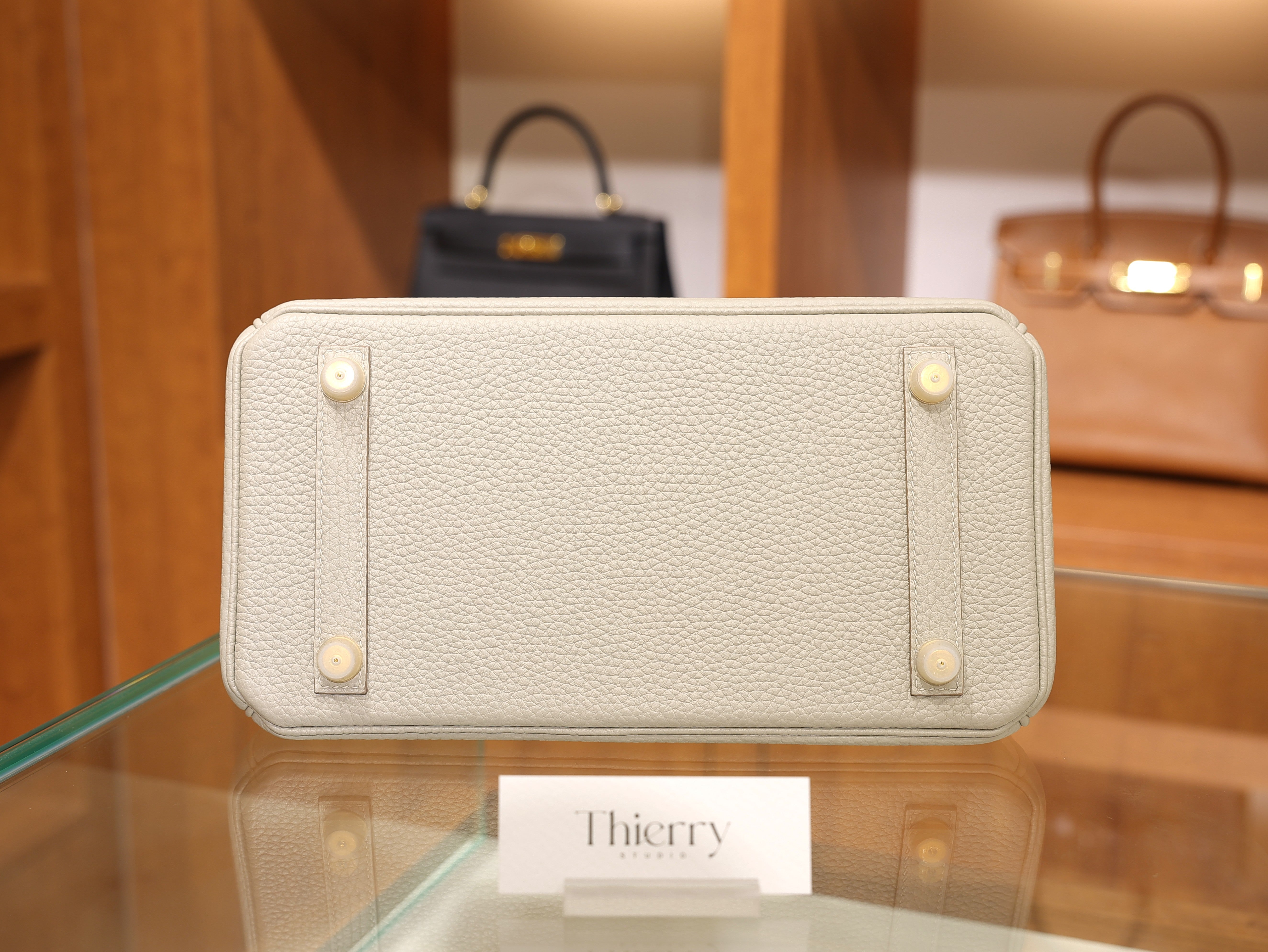 Birkin 25 clemence gris pale GHW