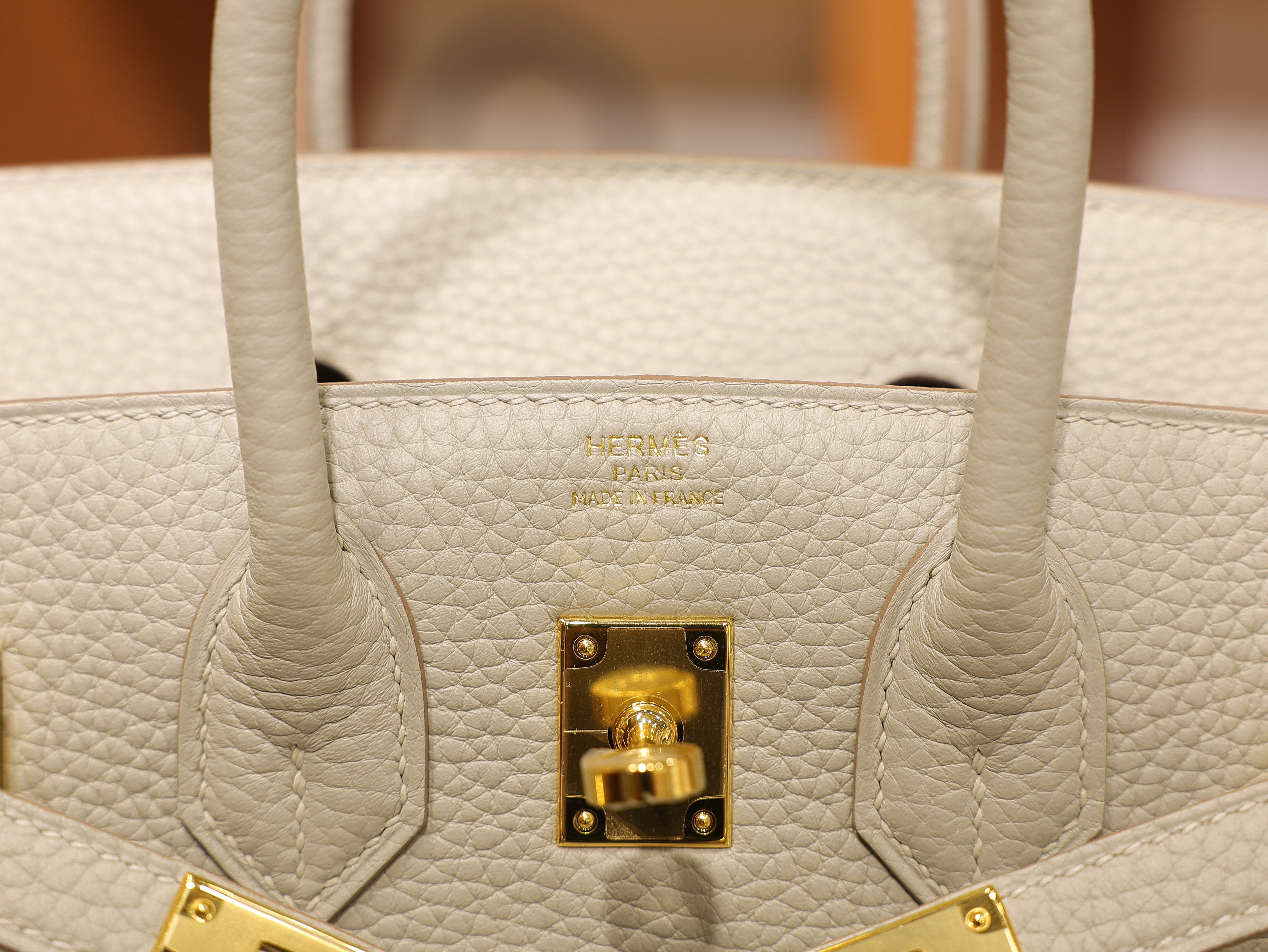 Birkin 25 clemence gris pale GHW