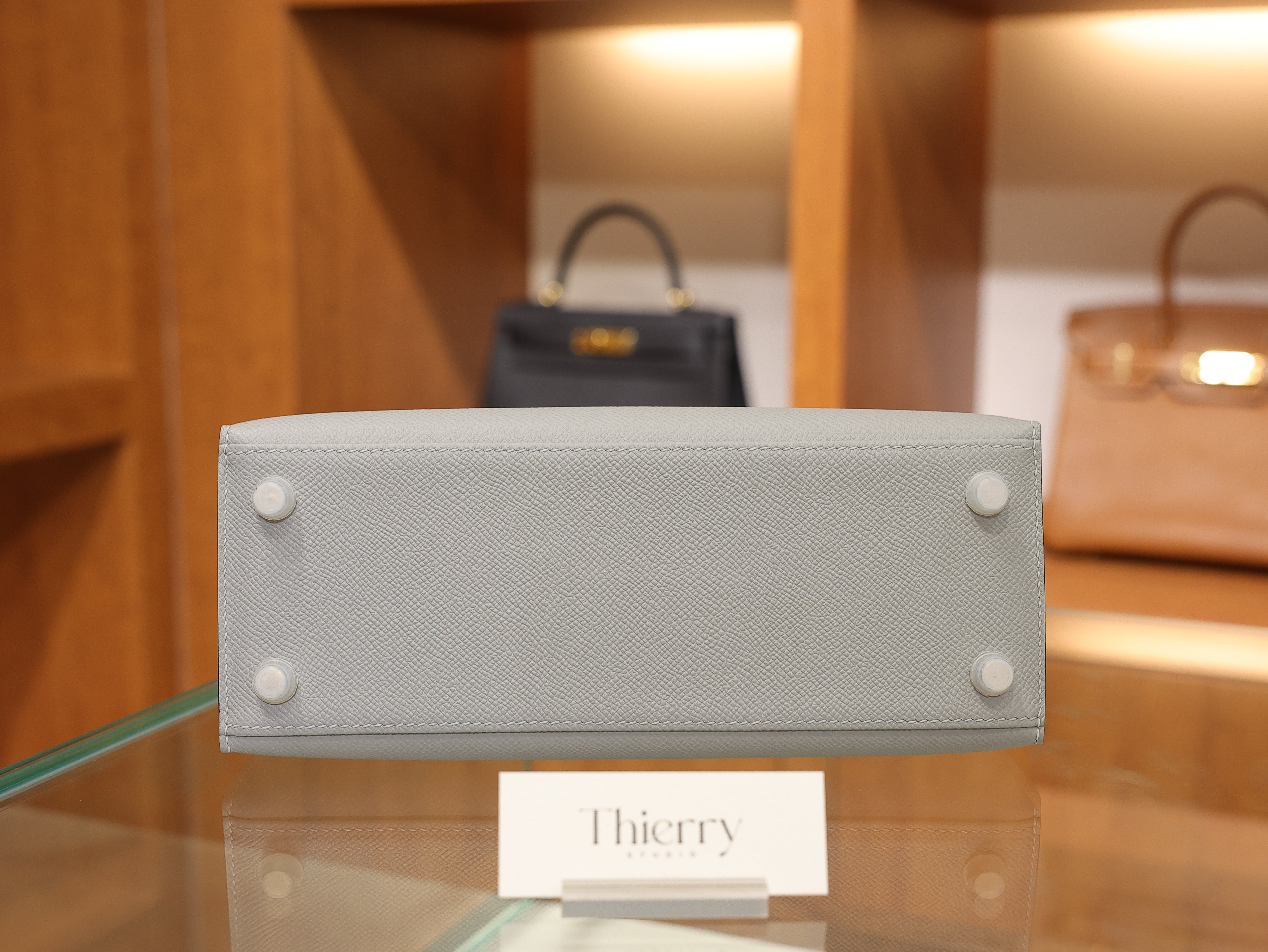 Kelly 25 epsom gris pantin PHW