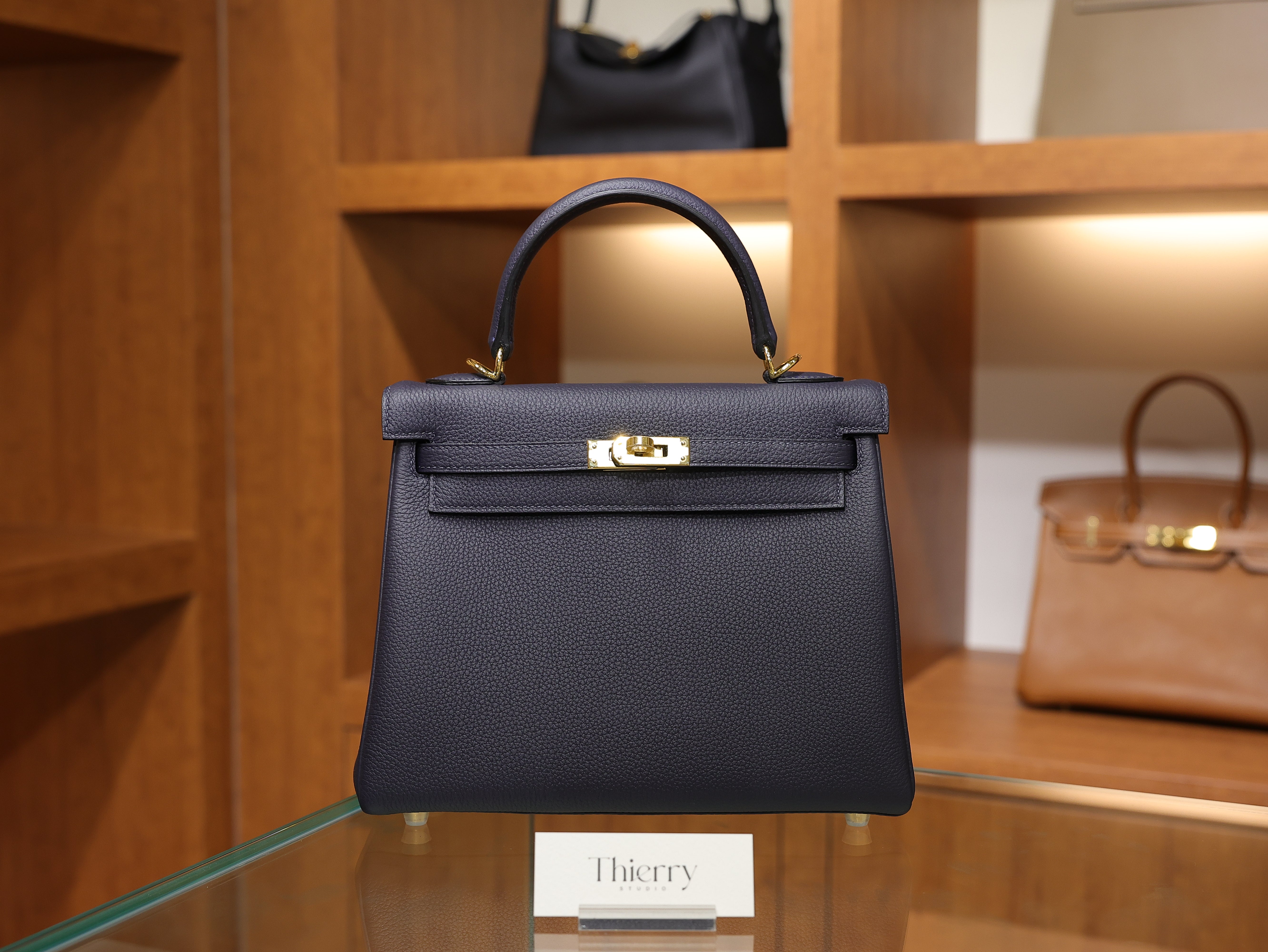 Kelly 25 togo blue nuit GHW
