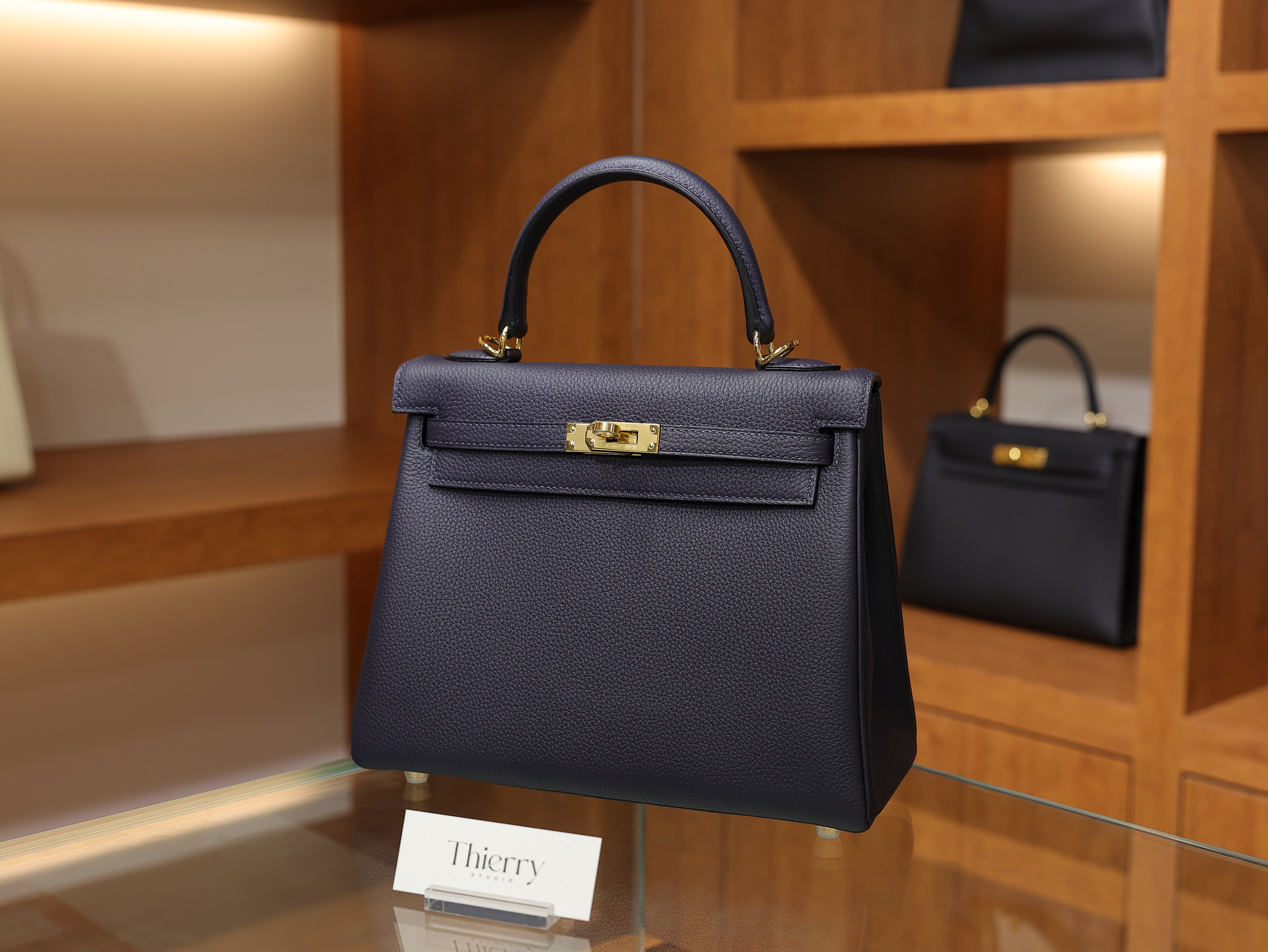Kelly 25 togo blue nuit GHW